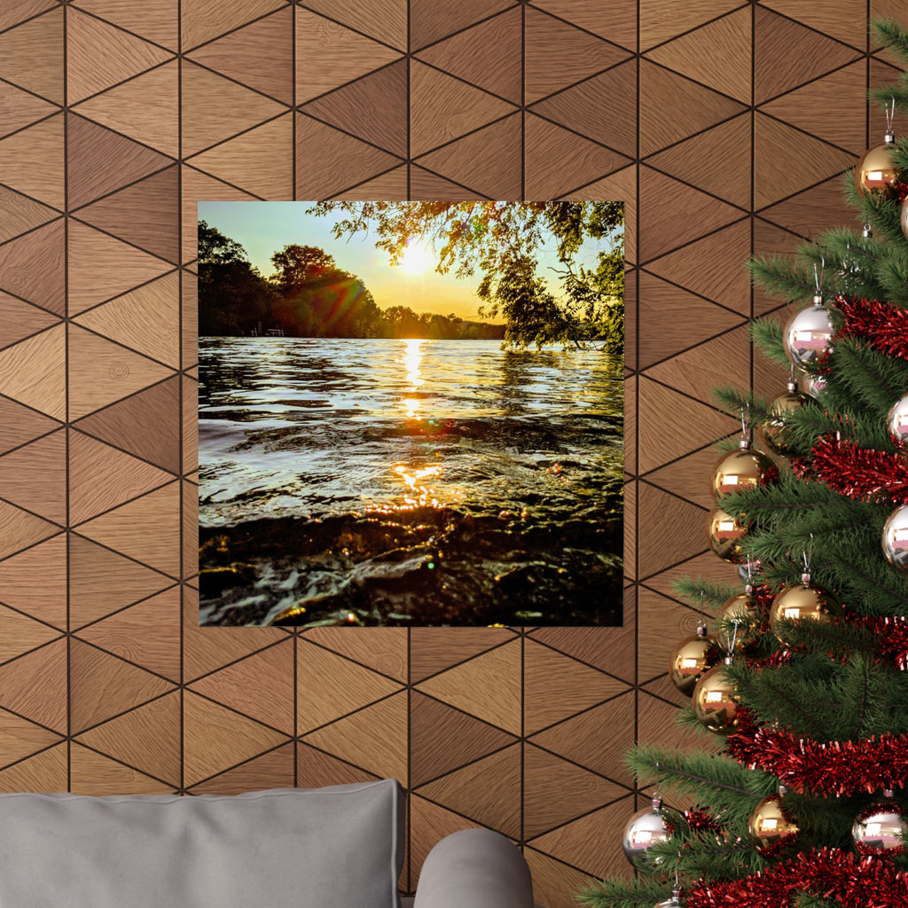 Matte Vertical Poster — Golden Lake Sunset Photography Print