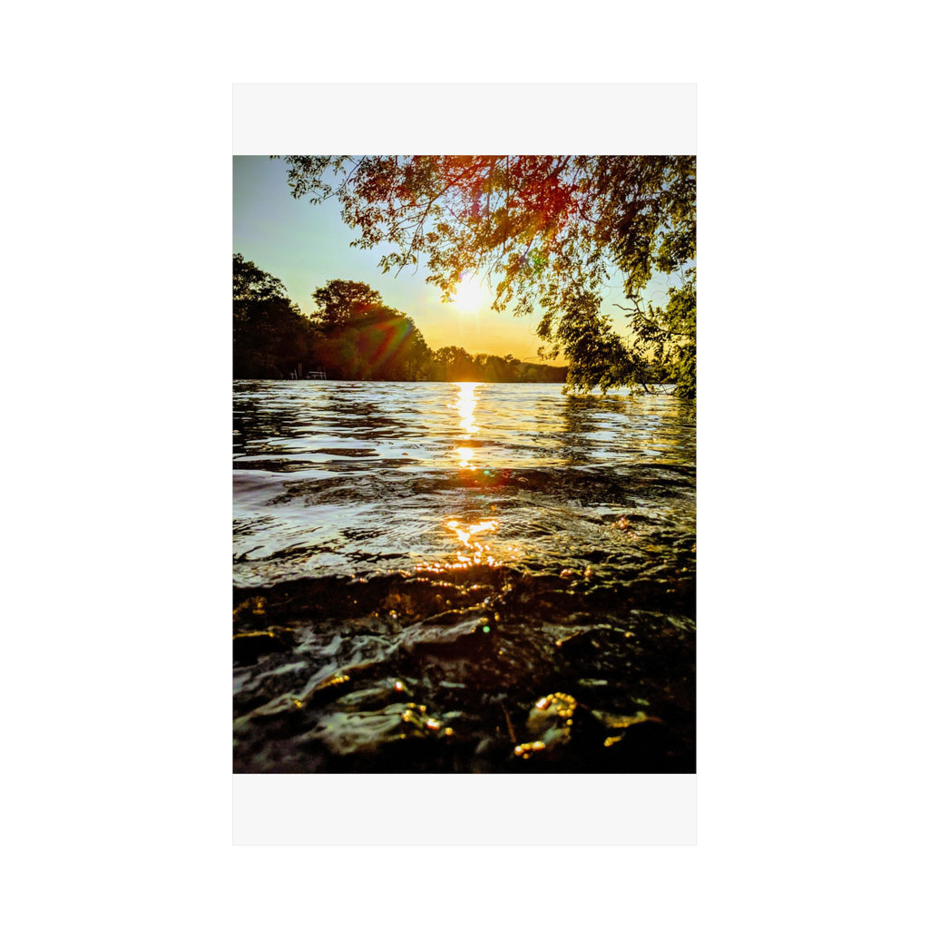 Matte Vertical Poster — Golden Lake Sunset Photography Print