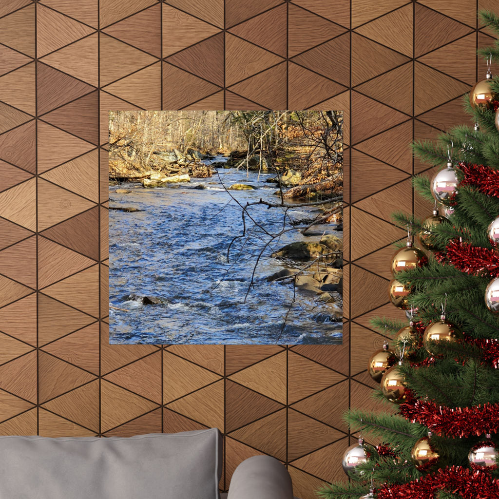 River Stream Nature Poster — Matte Vertical Wall Art for Home & Cabin Décor