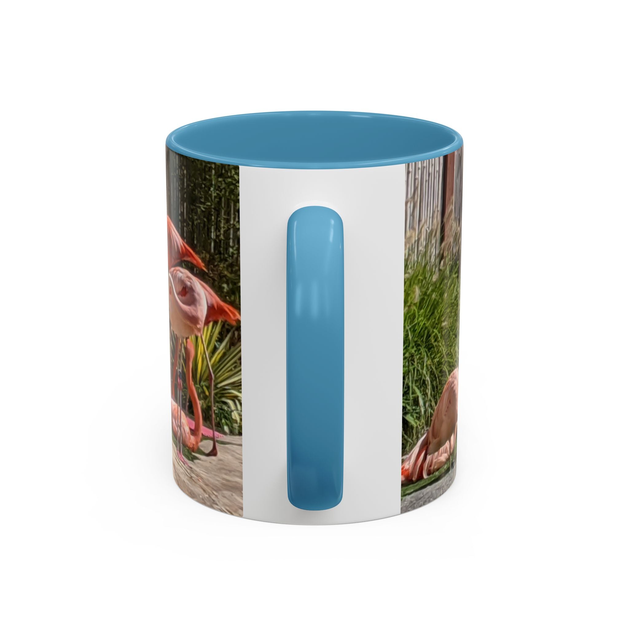 Flamingo Flock Accent Coffee Mug — Tropical Pink Bird Photo (11/15 oz)