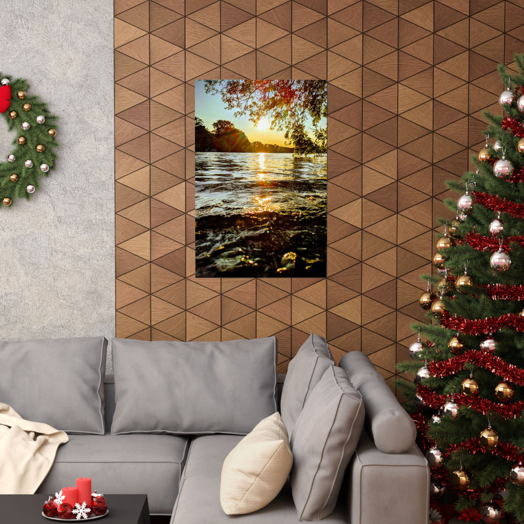 Golden Lake Sunset Matte Poster — Nature Photography Wall Art, Scenic Landscape Print, 46 Sizes