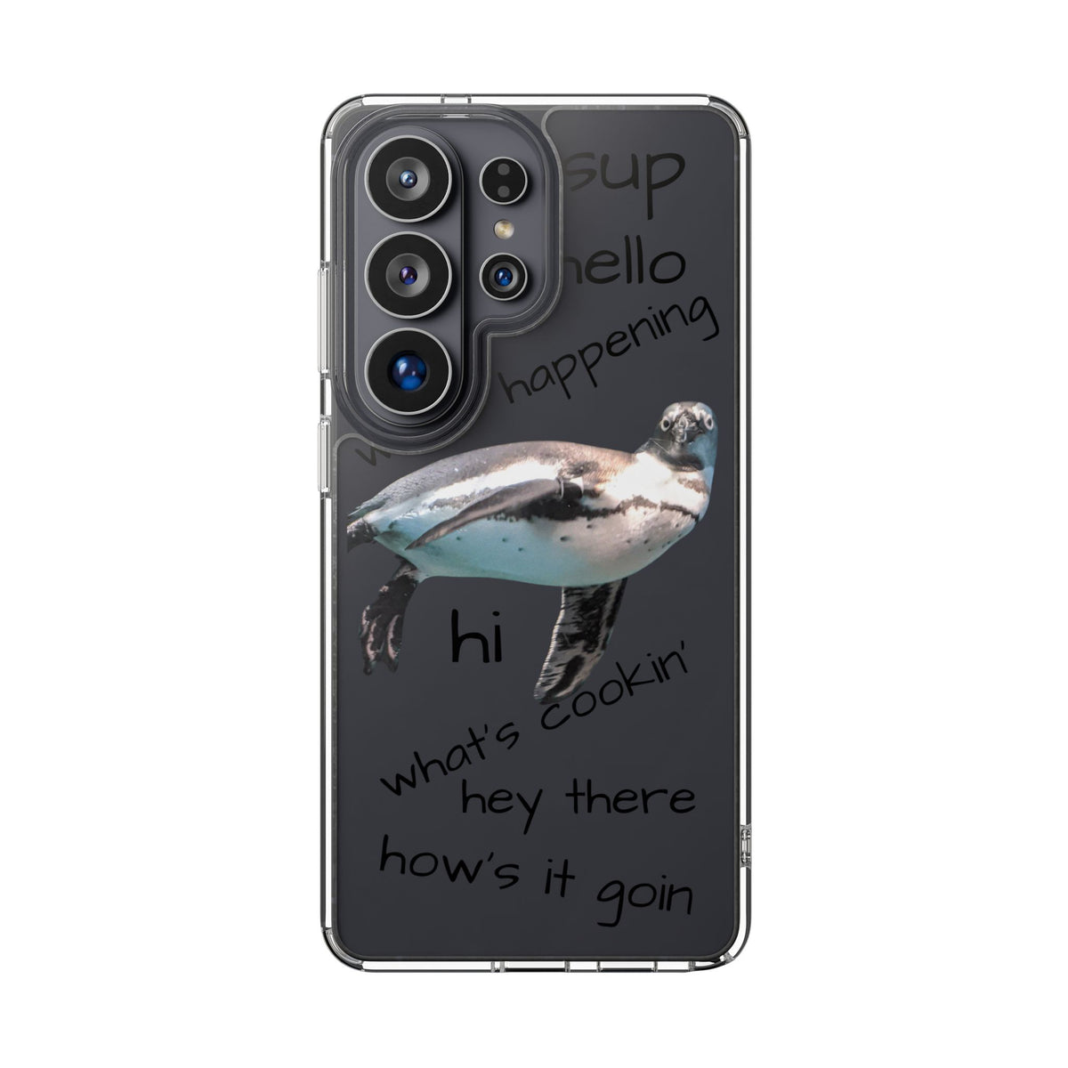 Clear Penguin iPhone Case — Cute Floating Penguin Wildlife Design, Impact-Resistant Clear Phone Cover, Bird Lover Gift