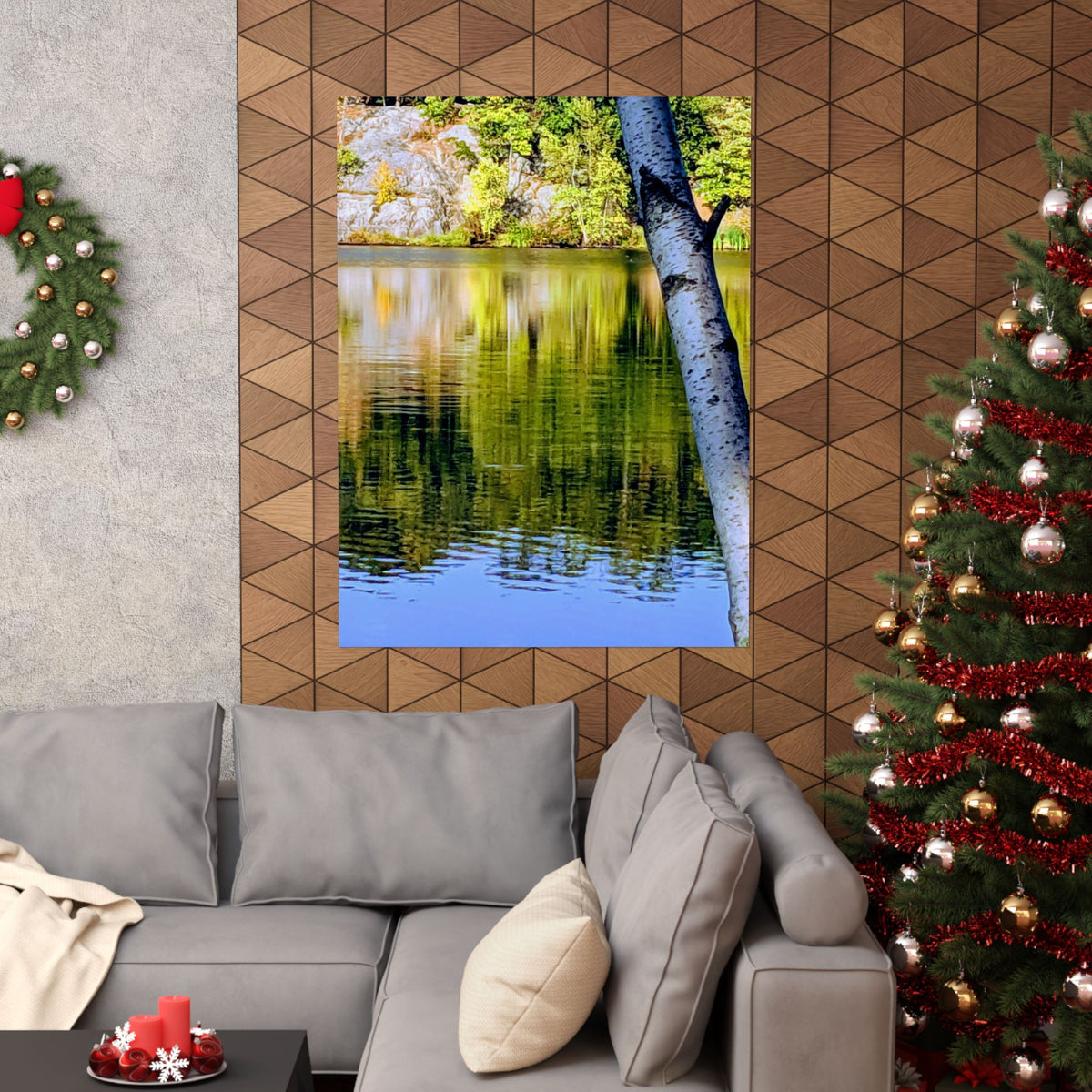 Birch Lake Reflection Matte Poster — Nature Photography Wall Art, Woodland Landscape Print, 46 Sizes
