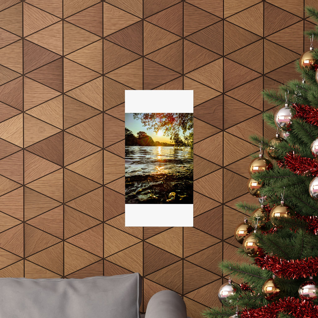 Matte Vertical Poster — Golden Lake Sunset Photography Print