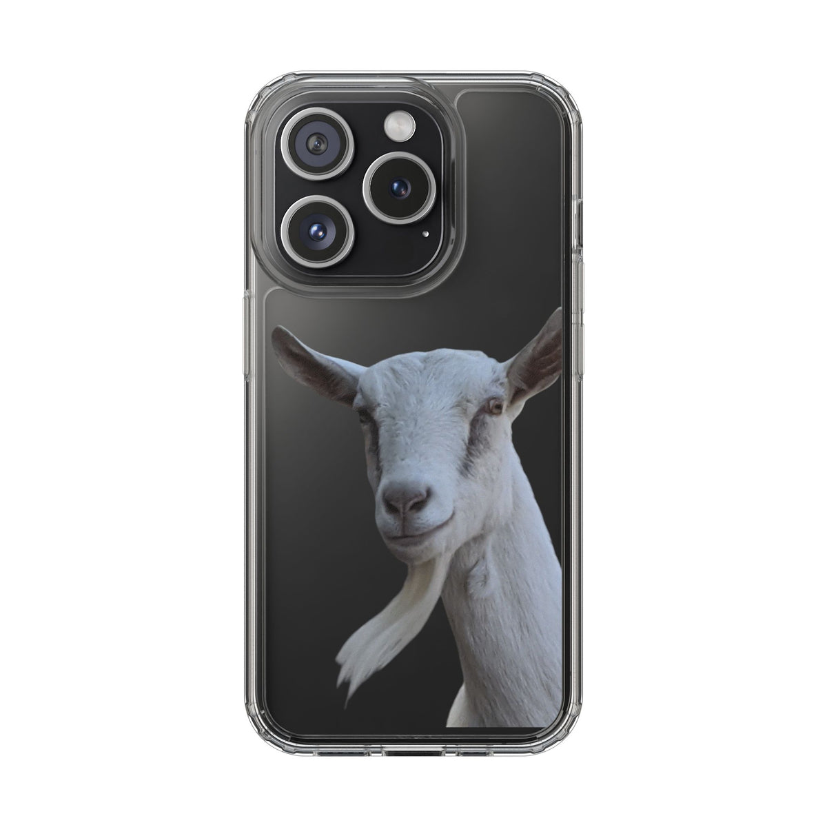 Goat Portrait Clear iPhone Case — Cute Farm Animal Wildlife Photo, Impact-Resistant Clear Phone Cover, Goat Lover Gift