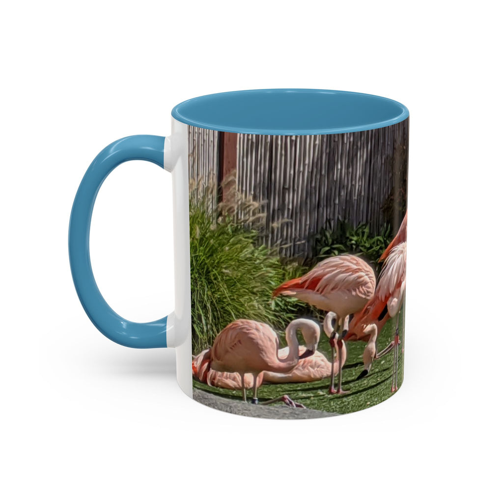 Flamingo Flock Accent Coffee Mug — Tropical Pink Bird Photo (11/15 oz)