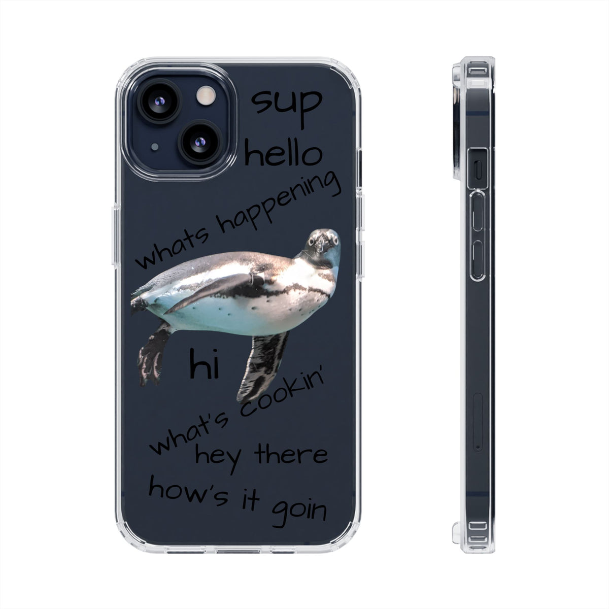 Clear Penguin iPhone Case — Cute Floating Penguin Wildlife Design, Impact-Resistant Clear Phone Cover, Bird Lover Gift