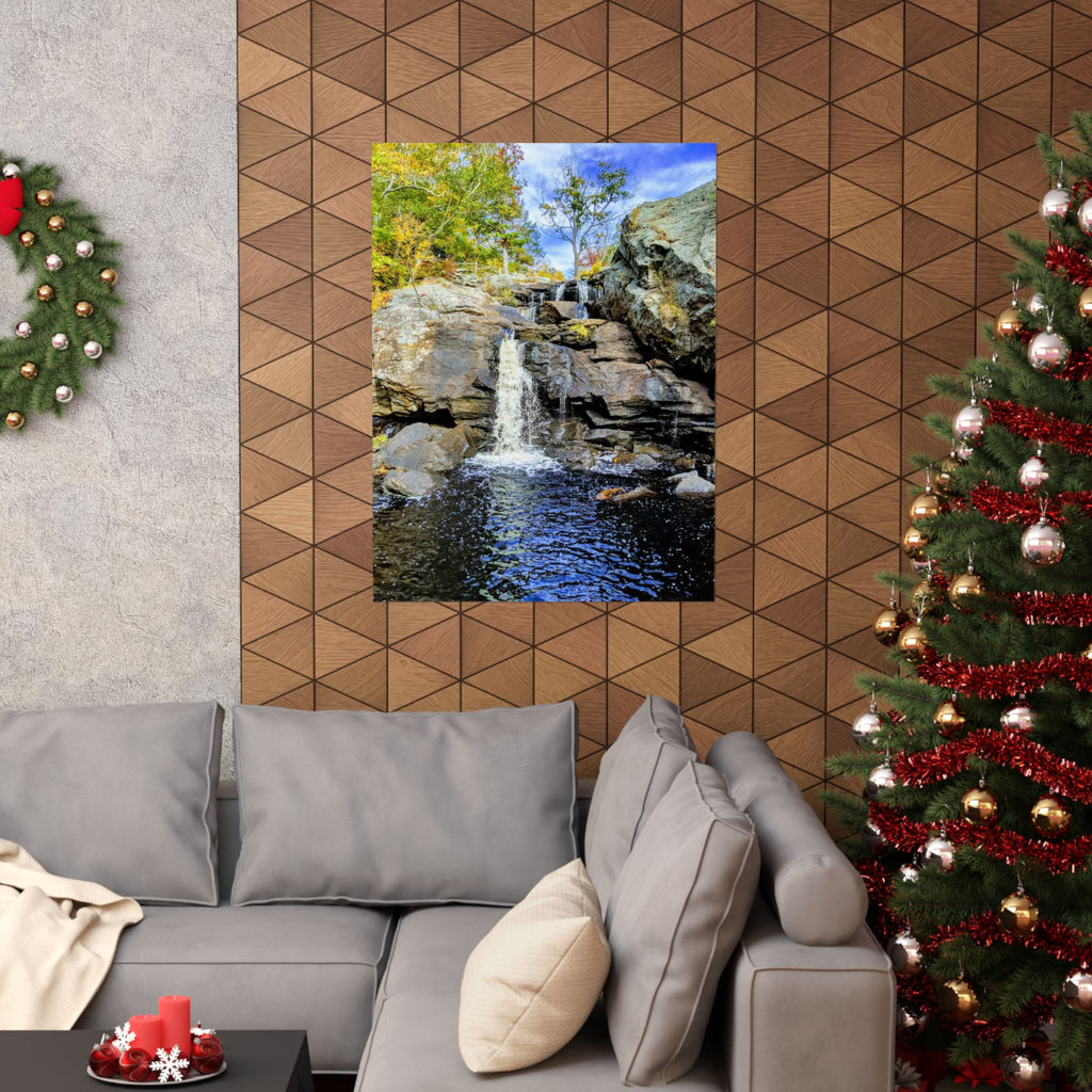 Waterfall Nature Poster — Vertical Matte Landscape Print