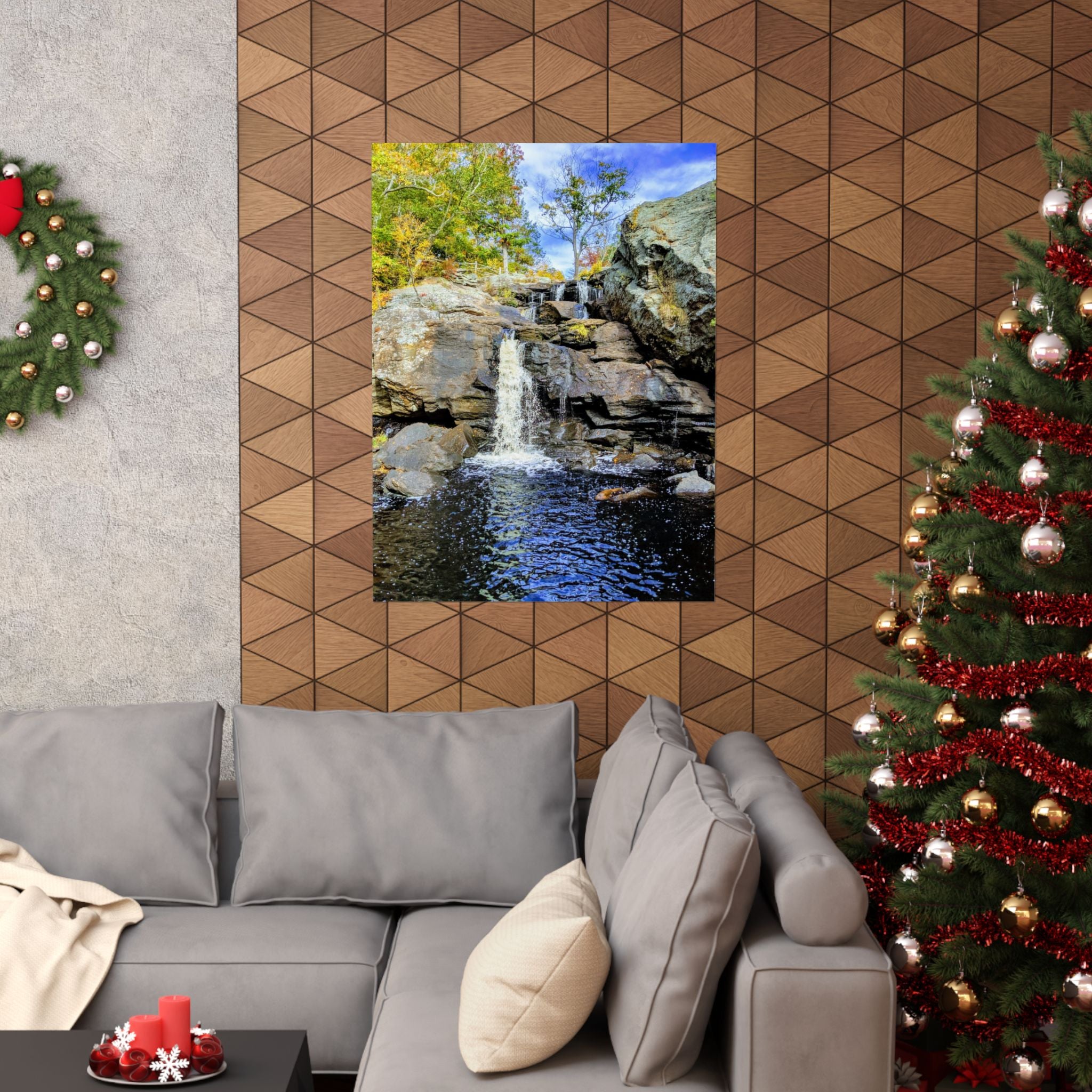 Waterfall Nature Poster — Vertical Matte Landscape Print