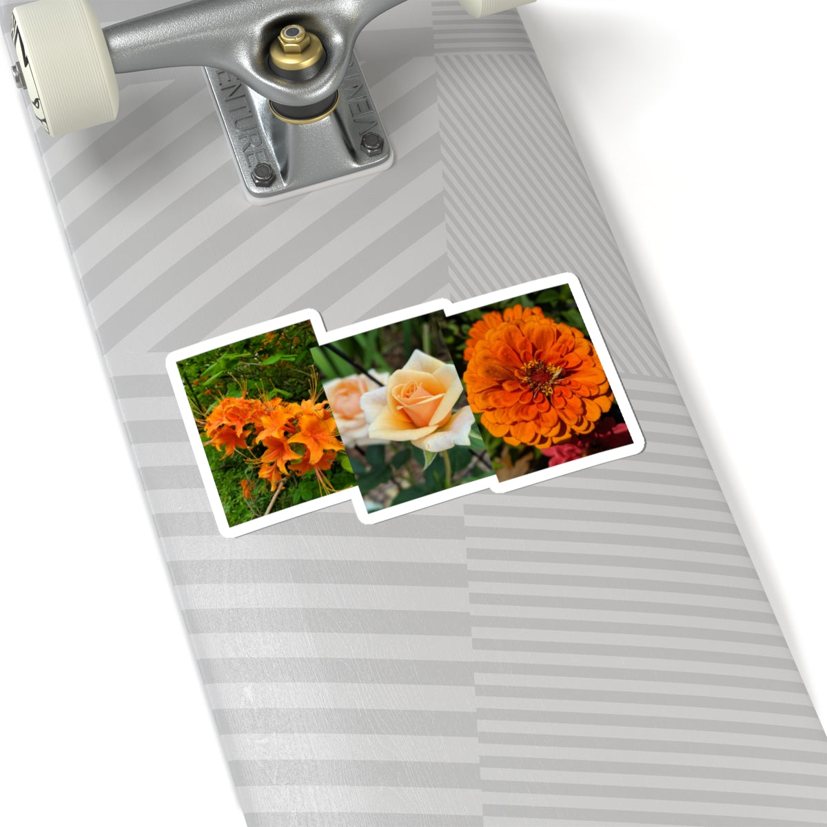 Orange Floral Kiss-Cut Sticker Pack — Rose, Zinnia & Lily Laptop Decal