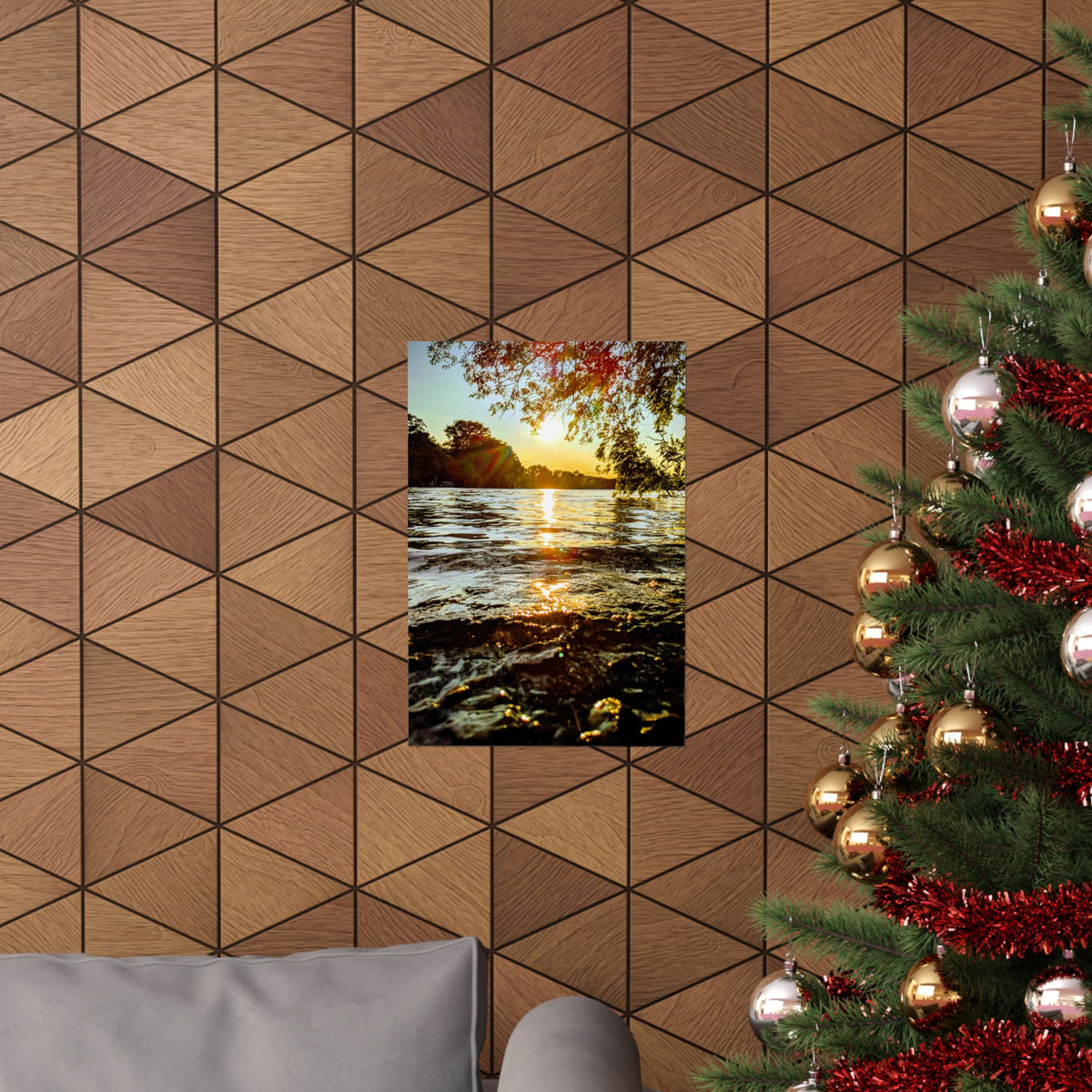 Golden Lake Sunset Matte Poster — Nature Photography Wall Art, Scenic Landscape Print, 46 Sizes