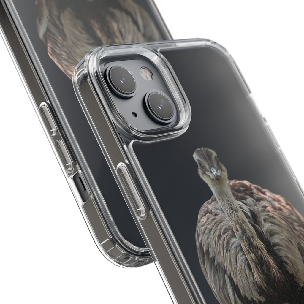 Clear Emu Bird iPhone Case — Cute Wildlife Nature Photo Design, Impact-Resistant Clear Phone Cover, Bird Lover Gift