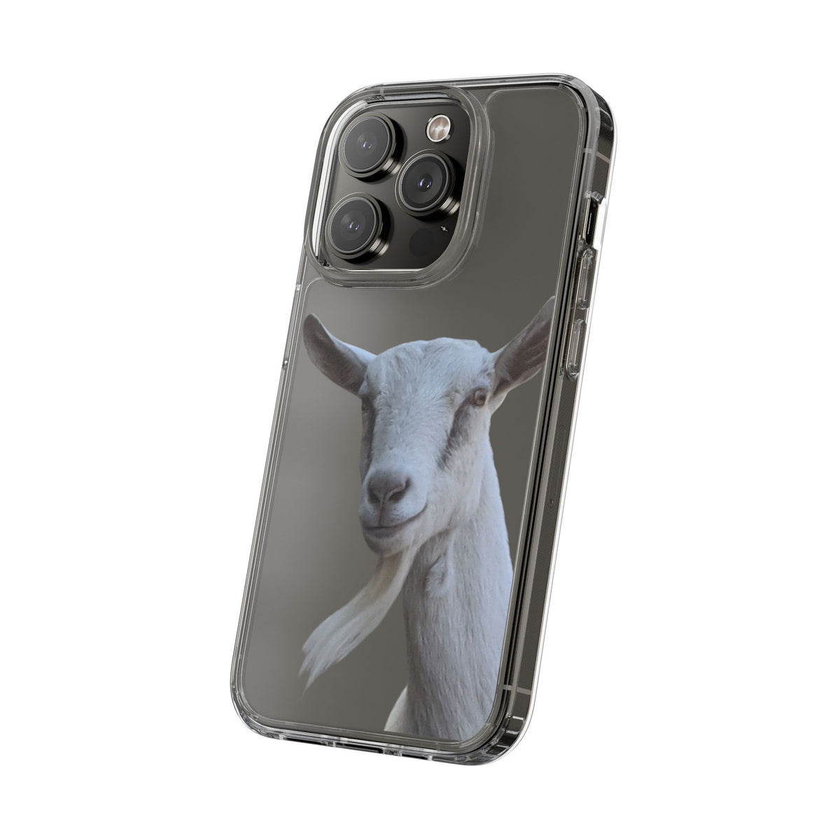 Goat Portrait Clear iPhone Case — Cute Farm Animal Wildlife Photo, Impact-Resistant Clear Phone Cover, Goat Lover Gift
