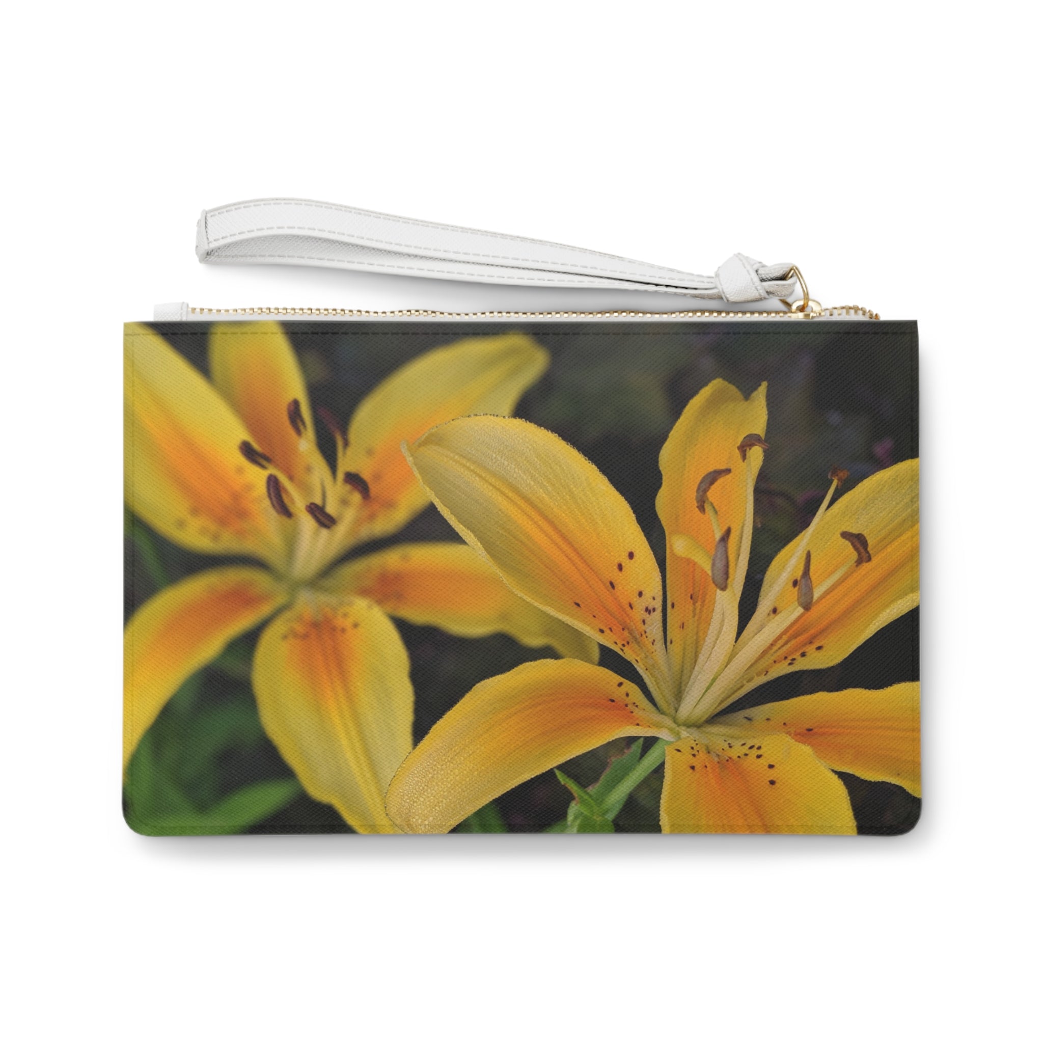 Yellow Lily Floral Clutch Bag — Vibrant Botanical Wristlet for Spring & Summer