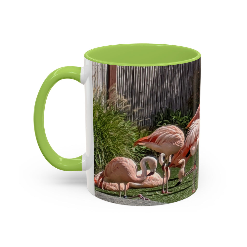Flamingo Flock Accent Coffee Mug — Tropical Pink Bird Photo (11/15 oz)