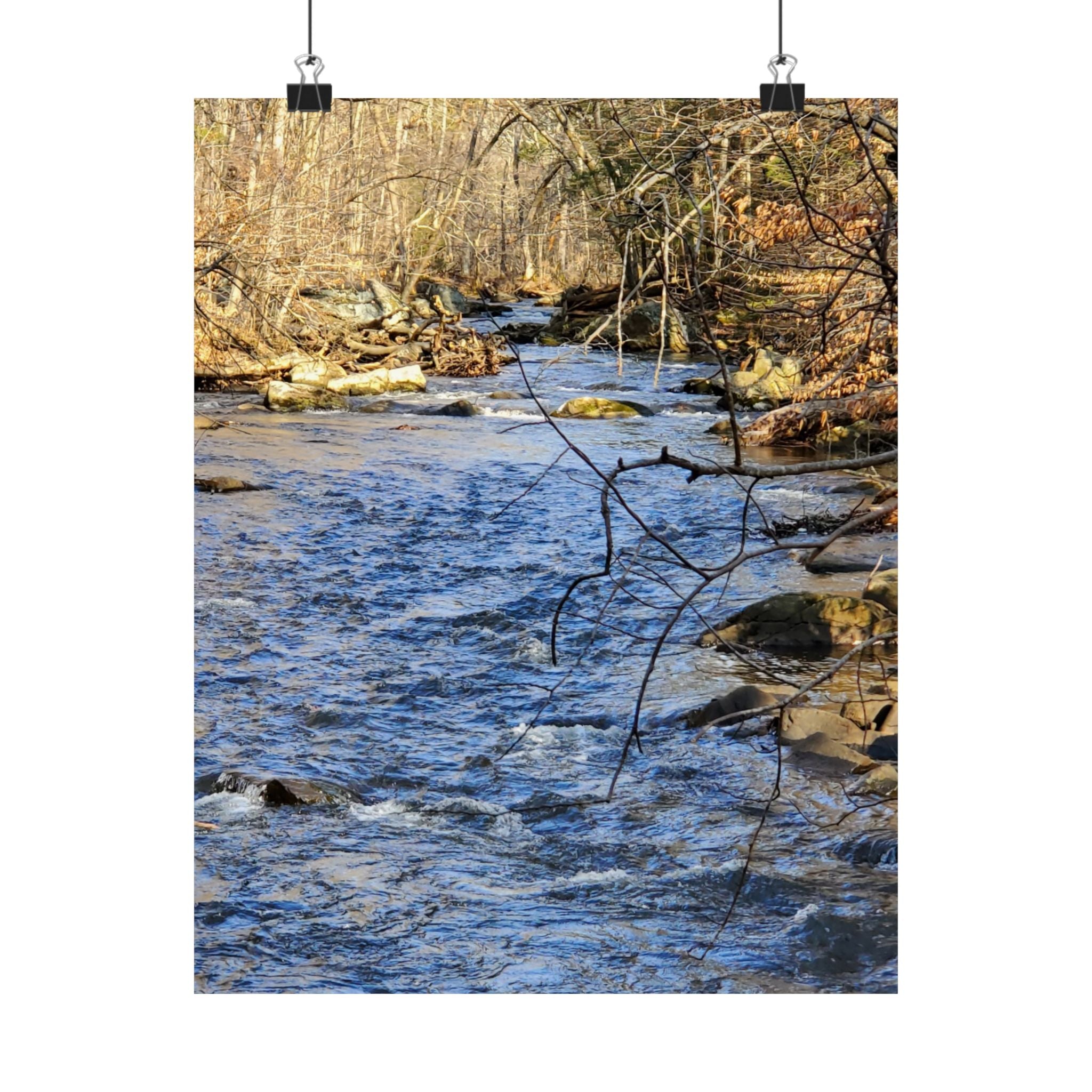 River Stream Nature Poster — Matte Vertical Wall Art for Home & Cabin Décor