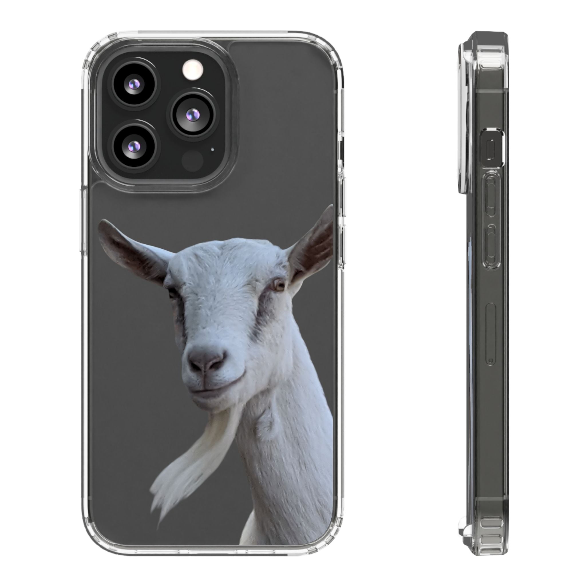Goat Portrait Clear iPhone Case — Cute Farm Animal Wildlife Photo, Impact-Resistant Clear Phone Cover, Goat Lover Gift