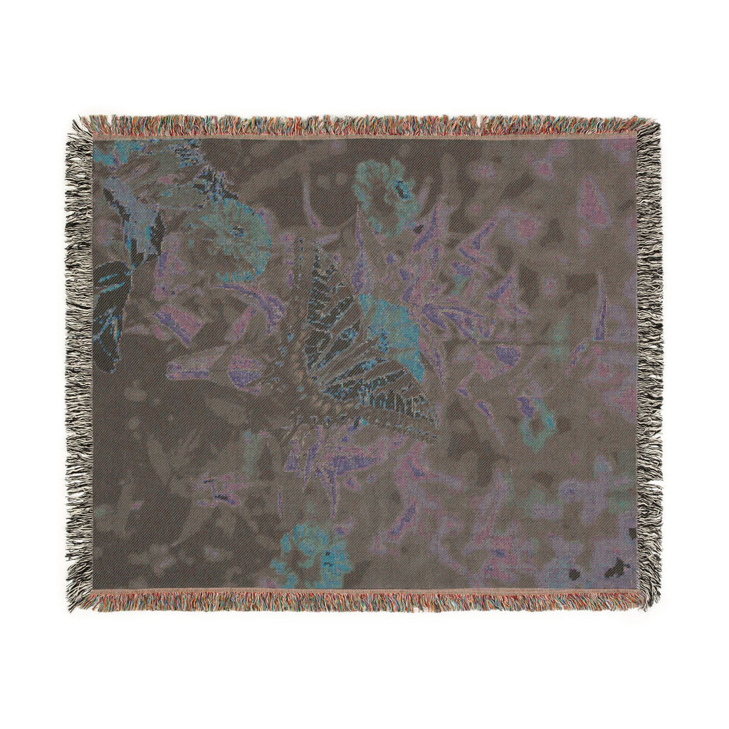 Butterfly Garden Woven Throw Blanket — Floral Cotton Sofa Blanket, Nature Home Decor