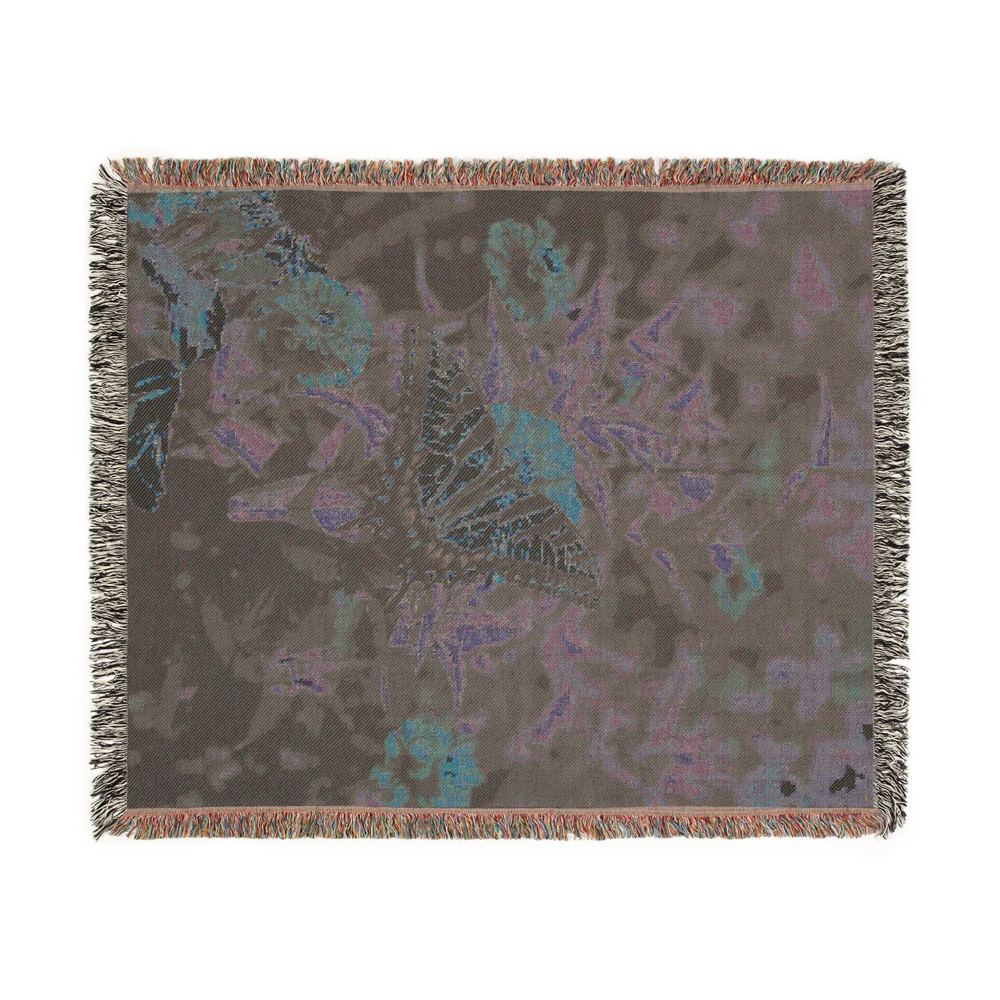 Butterfly Garden Woven Throw Blanket — Floral Cotton Sofa Blanket, Nature Home Decor