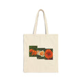 Orange Rose & Marigold Floral Canvas Tote Bag — Botanical Collage Print, Reusable Eco Grocery Bag, Garden Gift