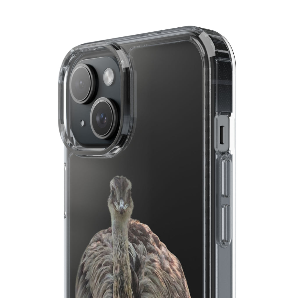Clear Emu Bird iPhone Case — Cute Wildlife Nature Photo Design, Impact-Resistant Clear Phone Cover, Bird Lover Gift