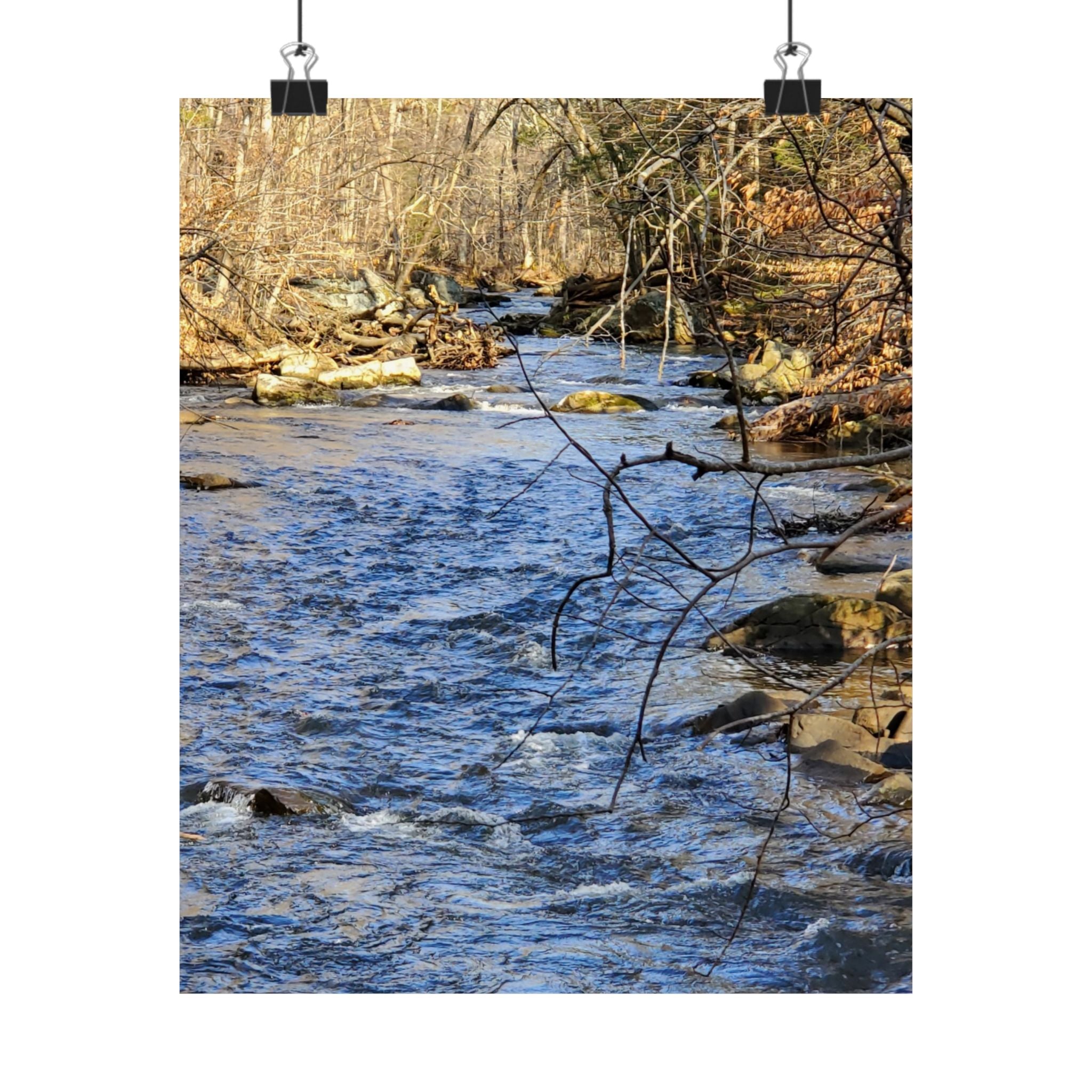 River Stream Nature Poster — Matte Vertical Wall Art for Home & Cabin Décor
