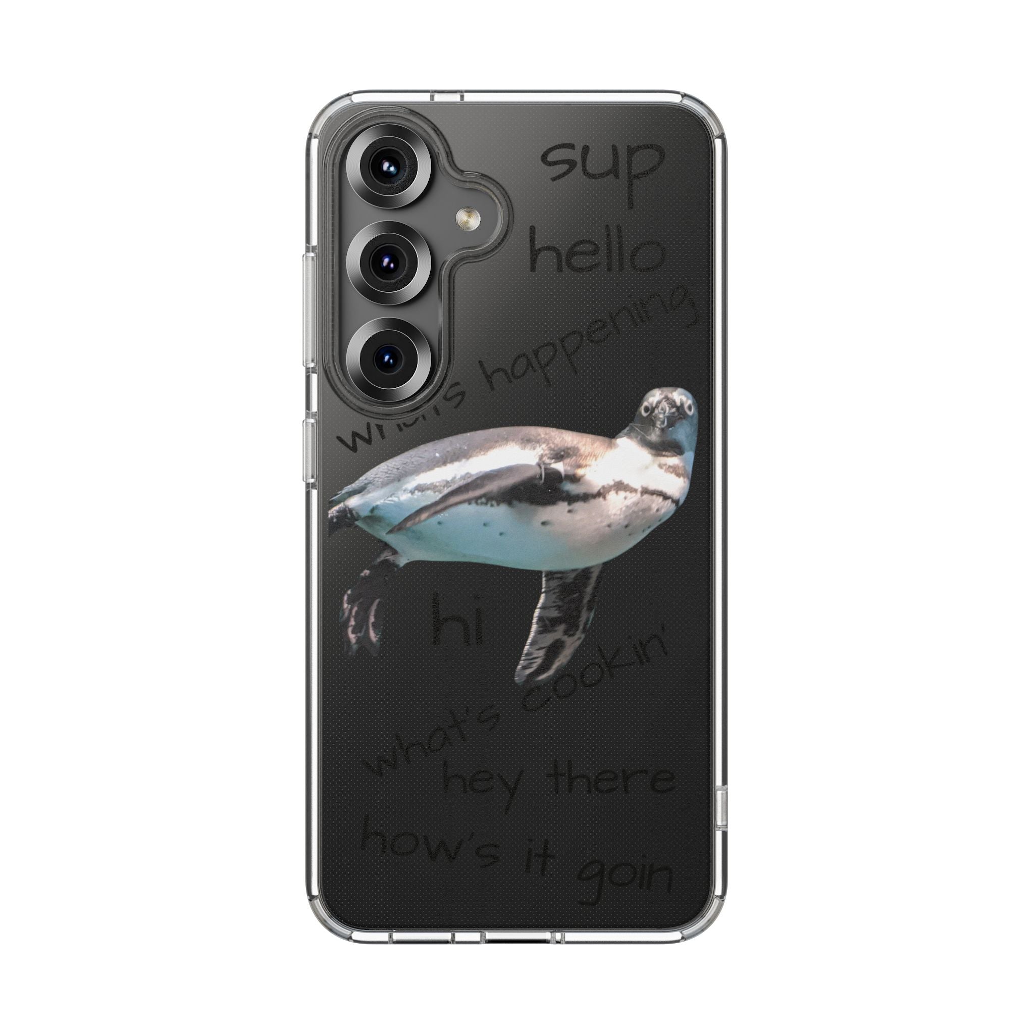 Clear Penguin iPhone Case — Cute Floating Penguin Wildlife Design, Impact-Resistant Clear Phone Cover, Bird Lover Gift