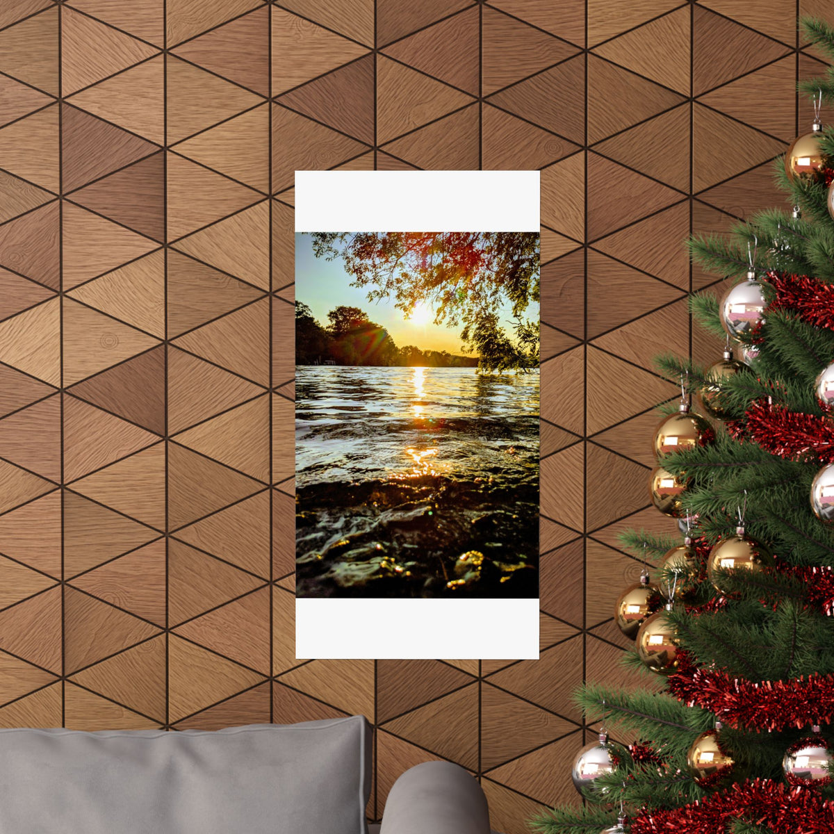 Golden Lake Sunset Matte Poster — Nature Photography Wall Art, Scenic Landscape Print, 46 Sizes
