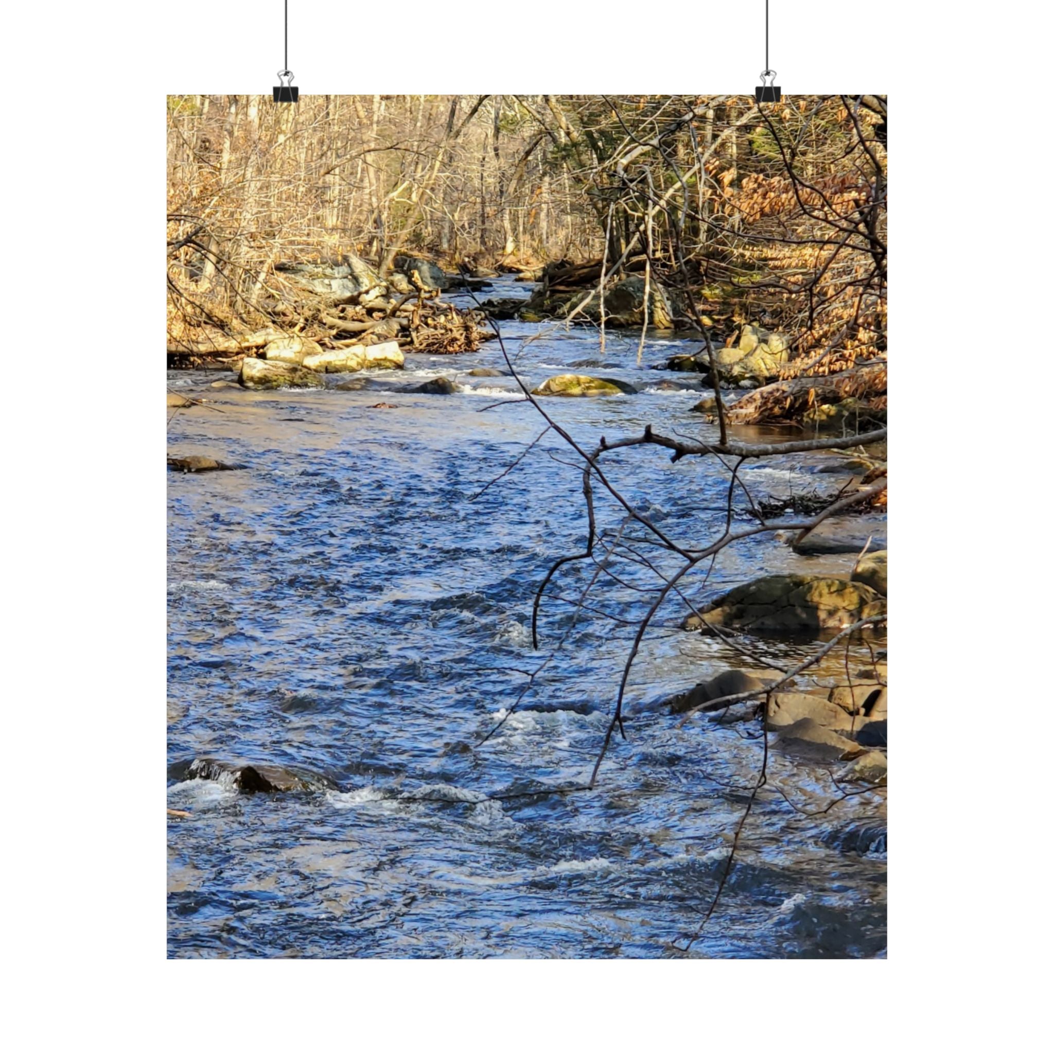 River Stream Nature Poster — Matte Vertical Wall Art for Home & Cabin Décor