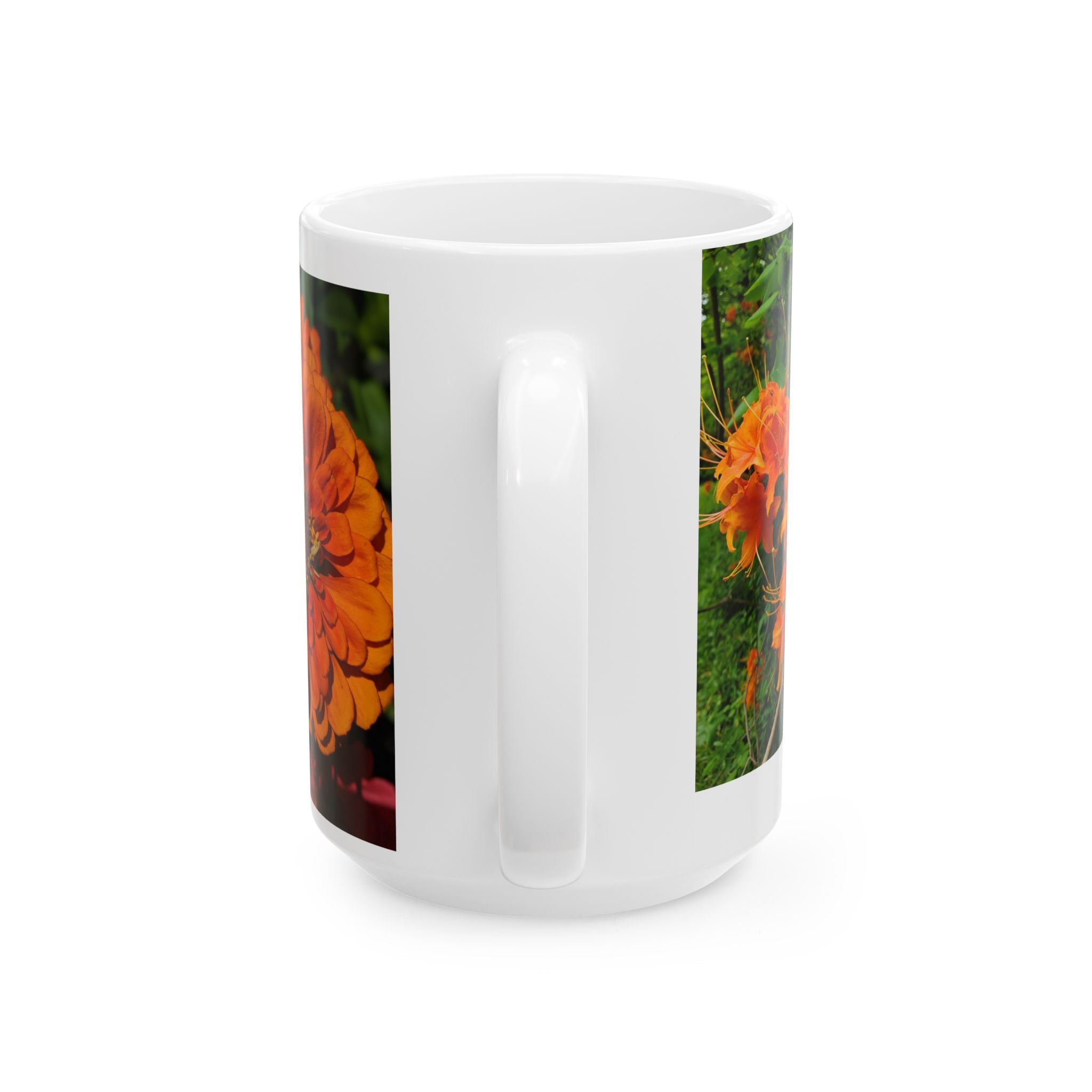 Peach & Orange Rose Ceramic Mug — Floral Garden Photo Coffee Cup (11oz, 15oz)