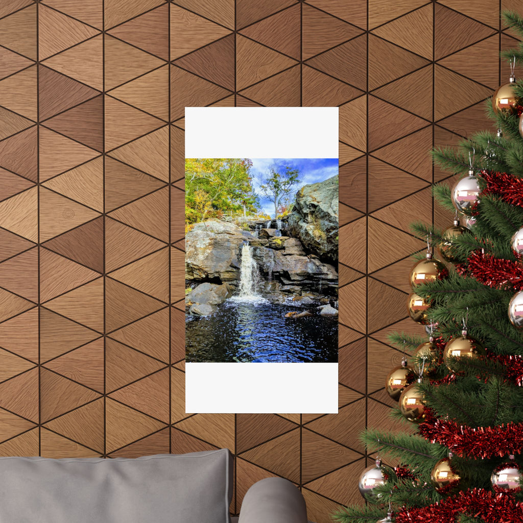 Waterfall Nature Poster — Vertical Matte Landscape Print