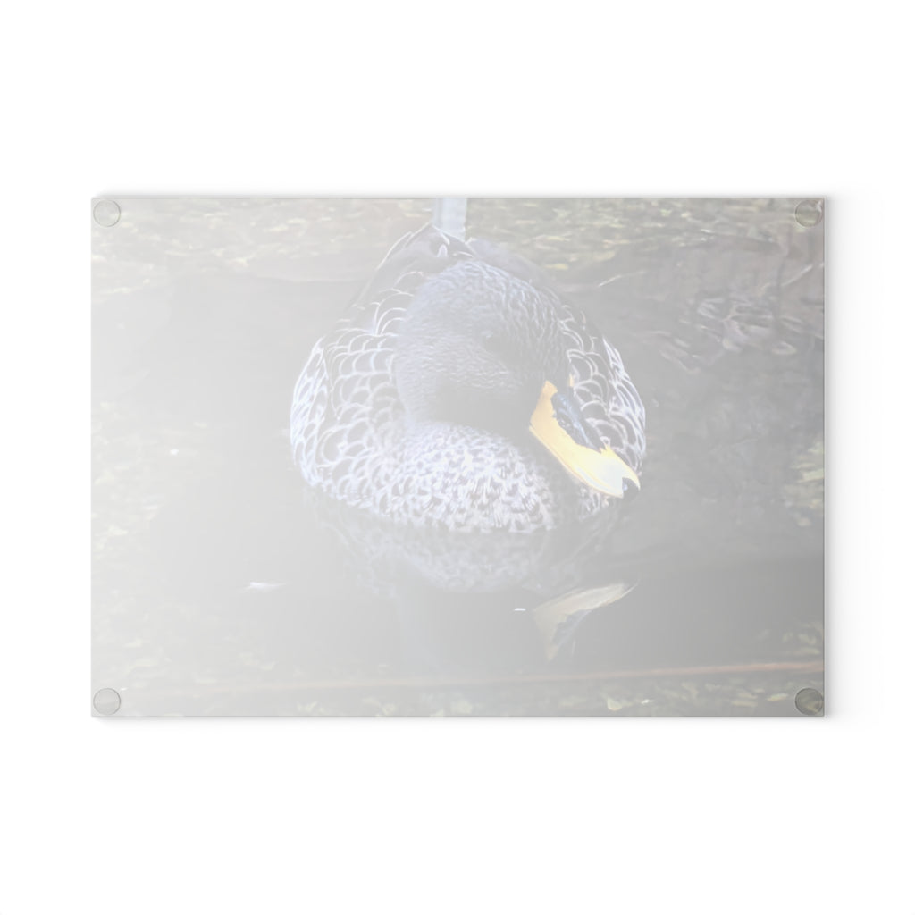 Duck Nature Photography Glass Cutting Board — Wildlife Kitchen Decor, Tempered Glass Chopping Board, Bird Lover Gift