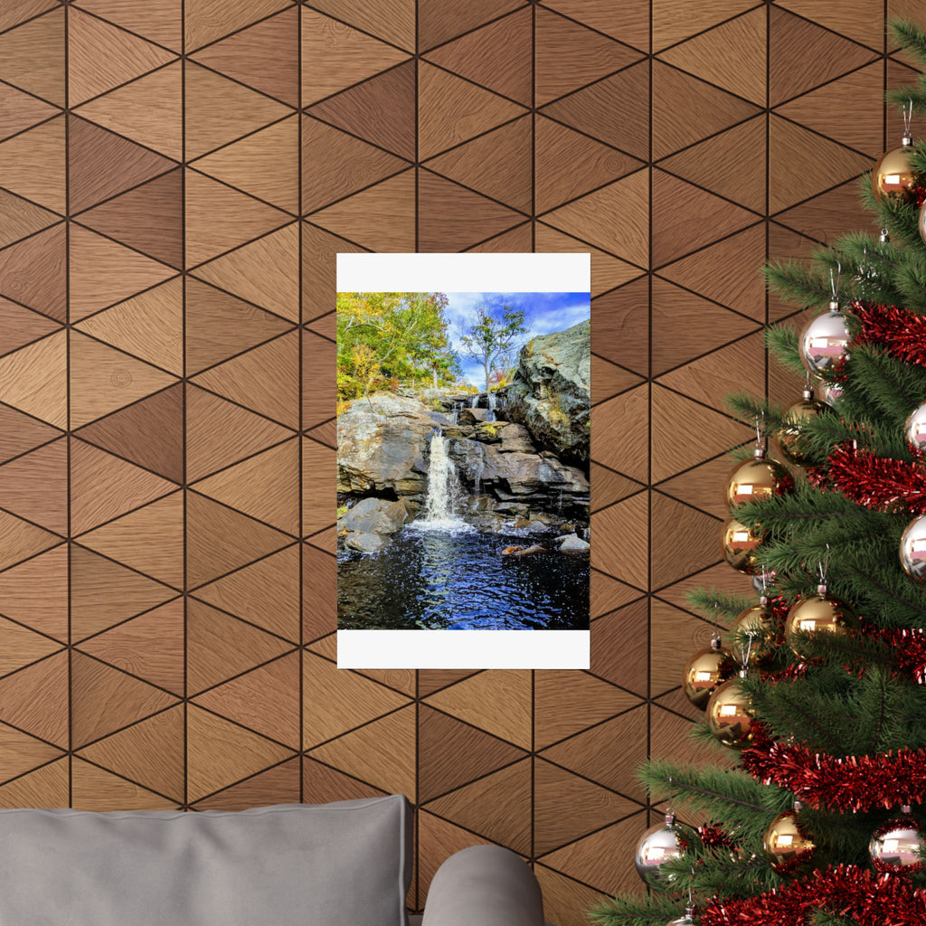 Waterfall Nature Poster — Vertical Matte Landscape Print