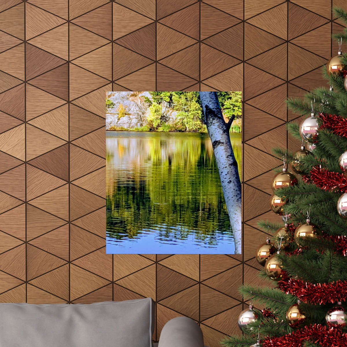 Birch Lake Reflection Matte Poster — Nature Photography Wall Art, Woodland Landscape Print, 46 Sizes