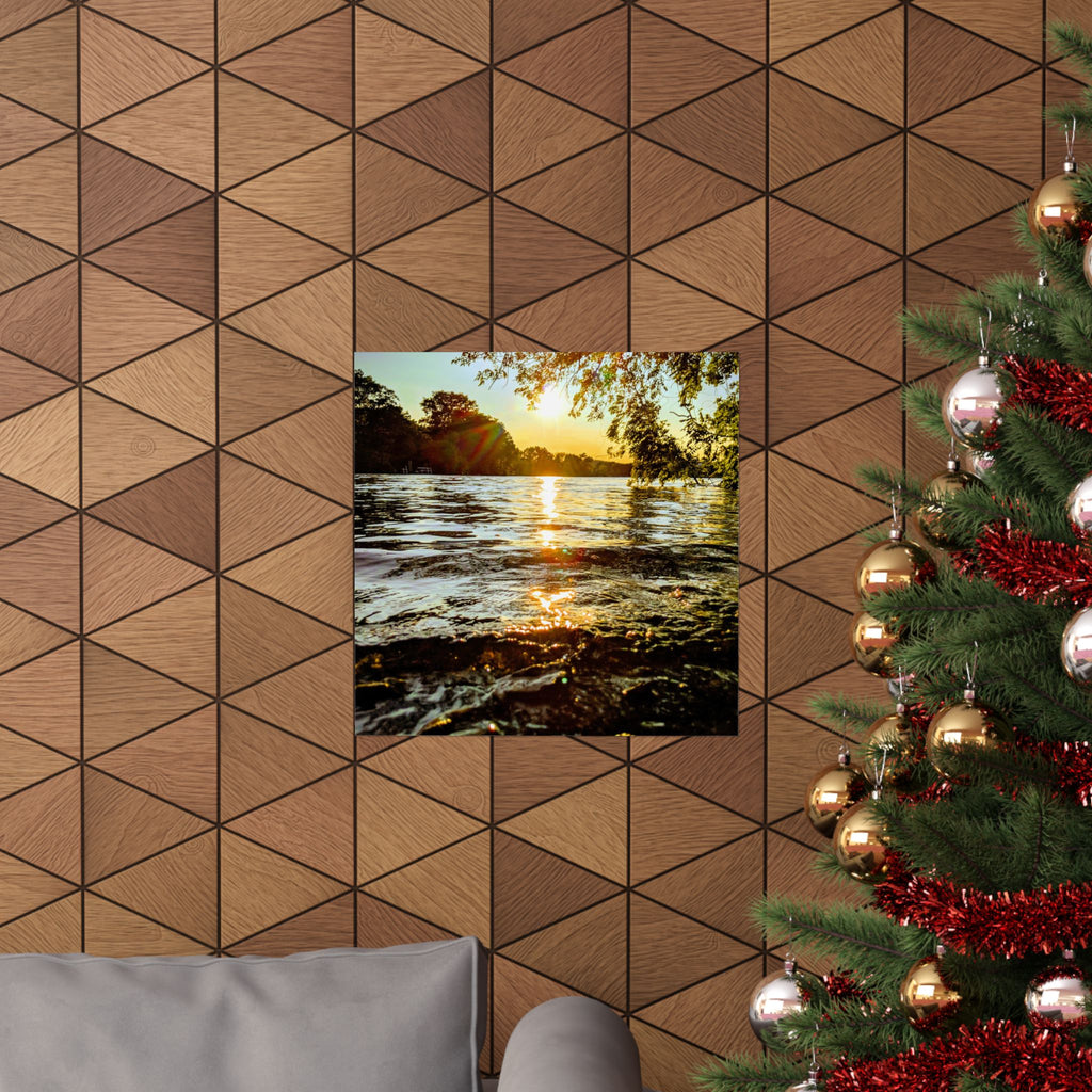 Matte Vertical Poster — Golden Lake Sunset Photography Print