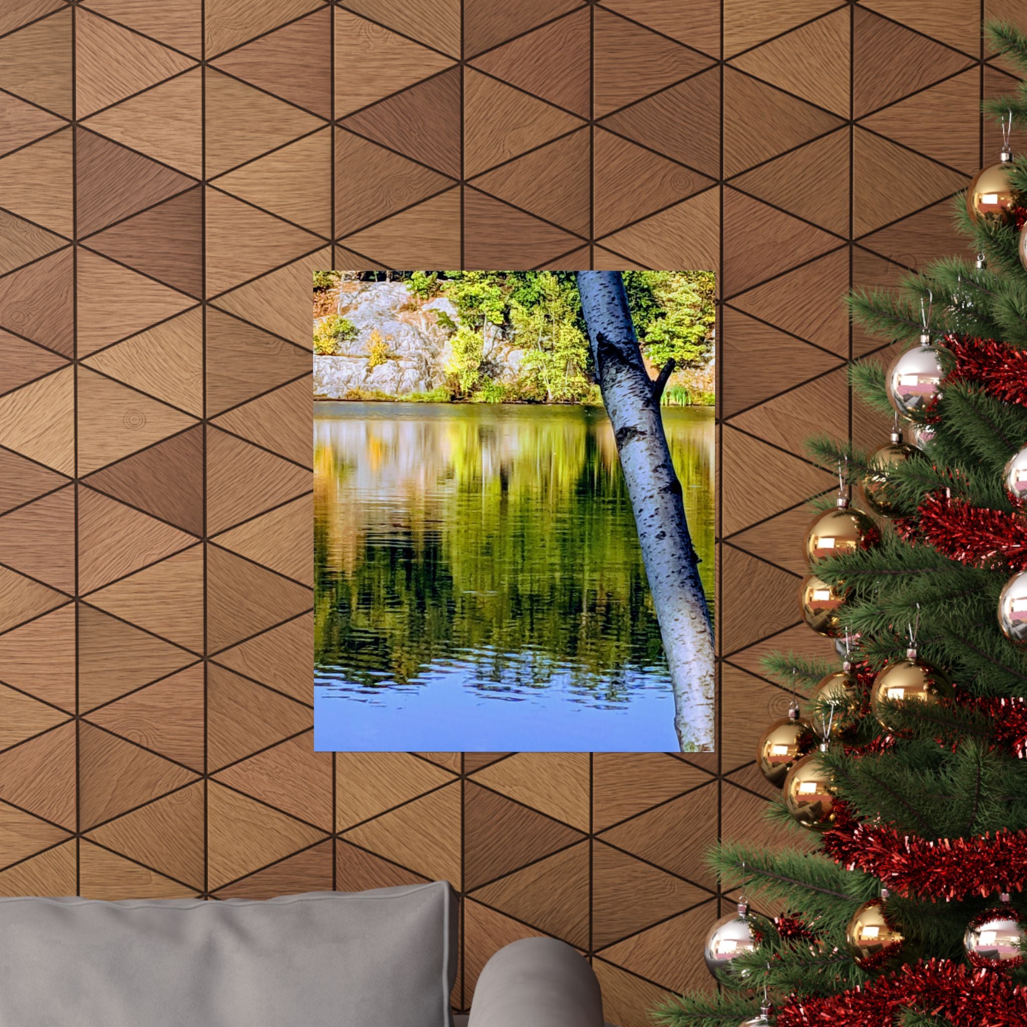Birch Lake Reflection Matte Poster — Vertical Nature Wall Art