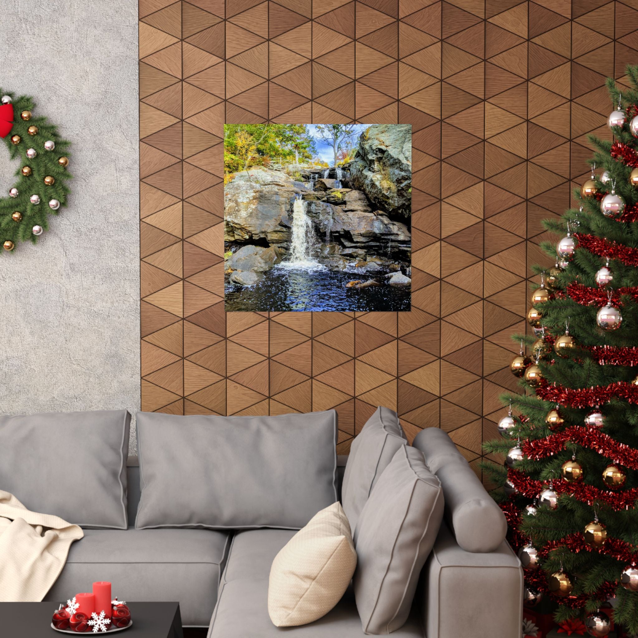Waterfall Nature Poster — Vertical Matte Landscape Print