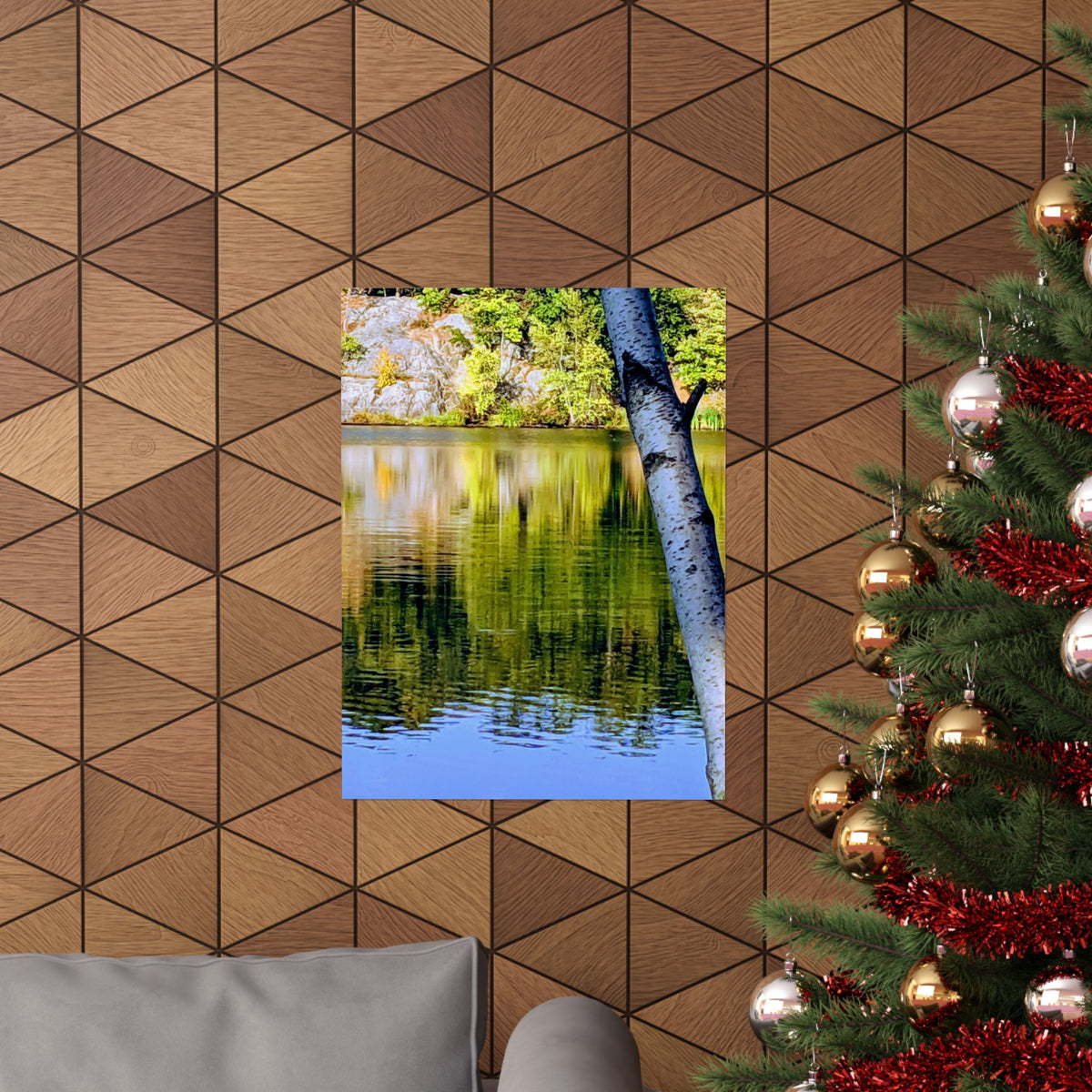 Birch Lake Reflection Matte Poster — Nature Photography Wall Art, Woodland Landscape Print, 46 Sizes
