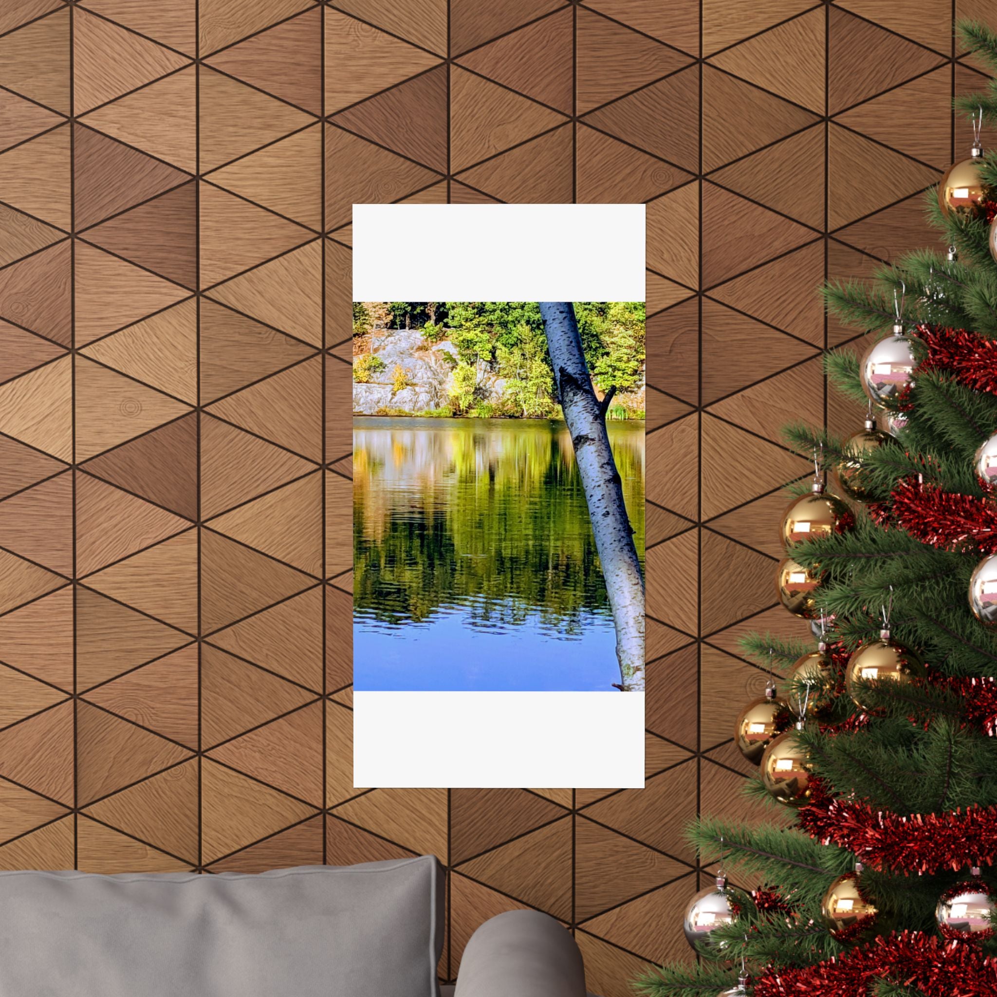 Birch Lake Reflection Matte Poster — Vertical Nature Wall Art