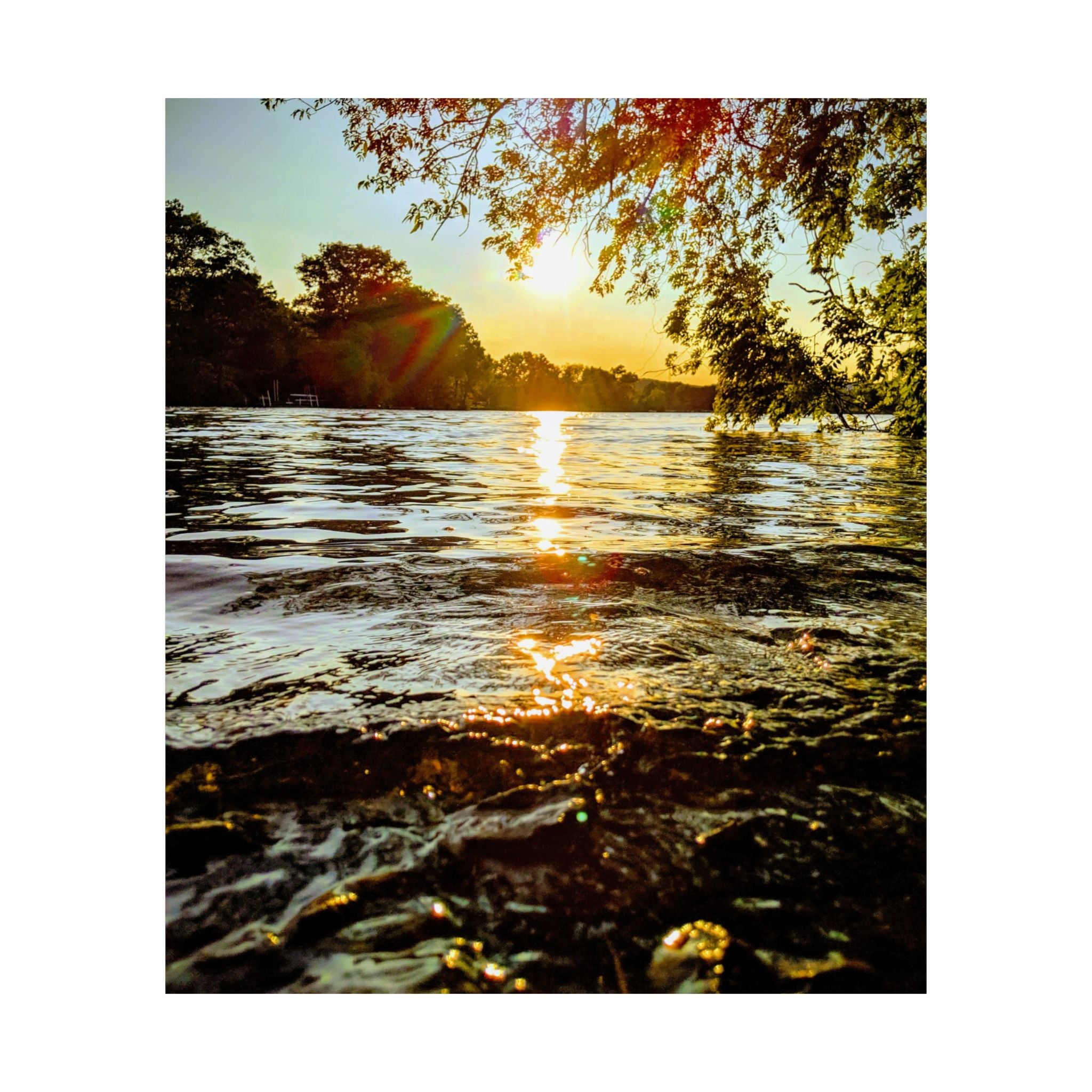 Matte Vertical Poster — Golden Lake Sunset Photography Print