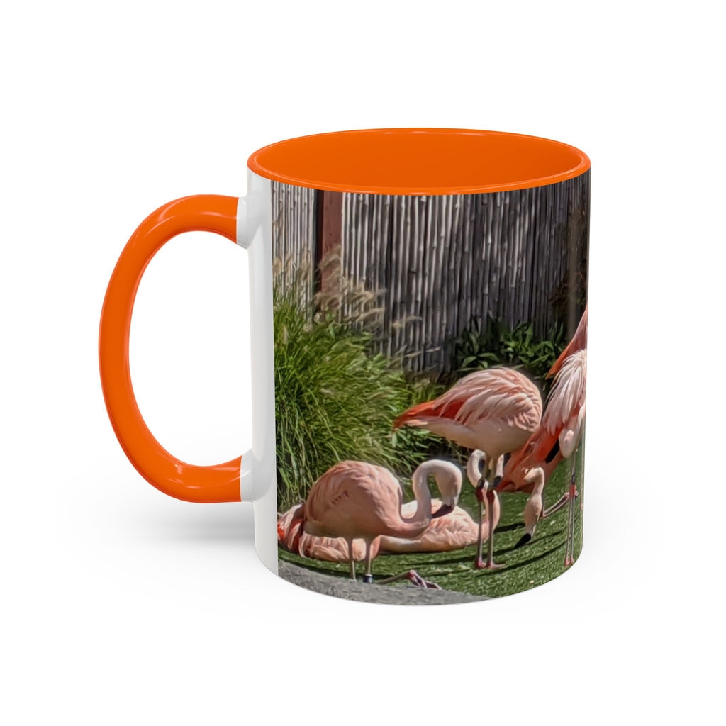 Flamingo Flock Accent Coffee Mug — Tropical Pink Bird Photo (11/15 oz)