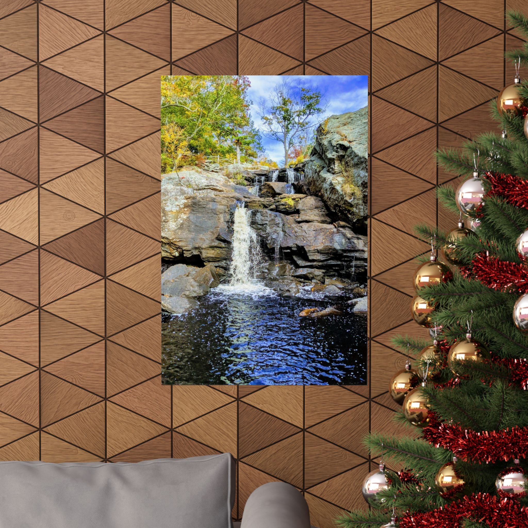 Waterfall Nature Poster — Vertical Matte Landscape Print