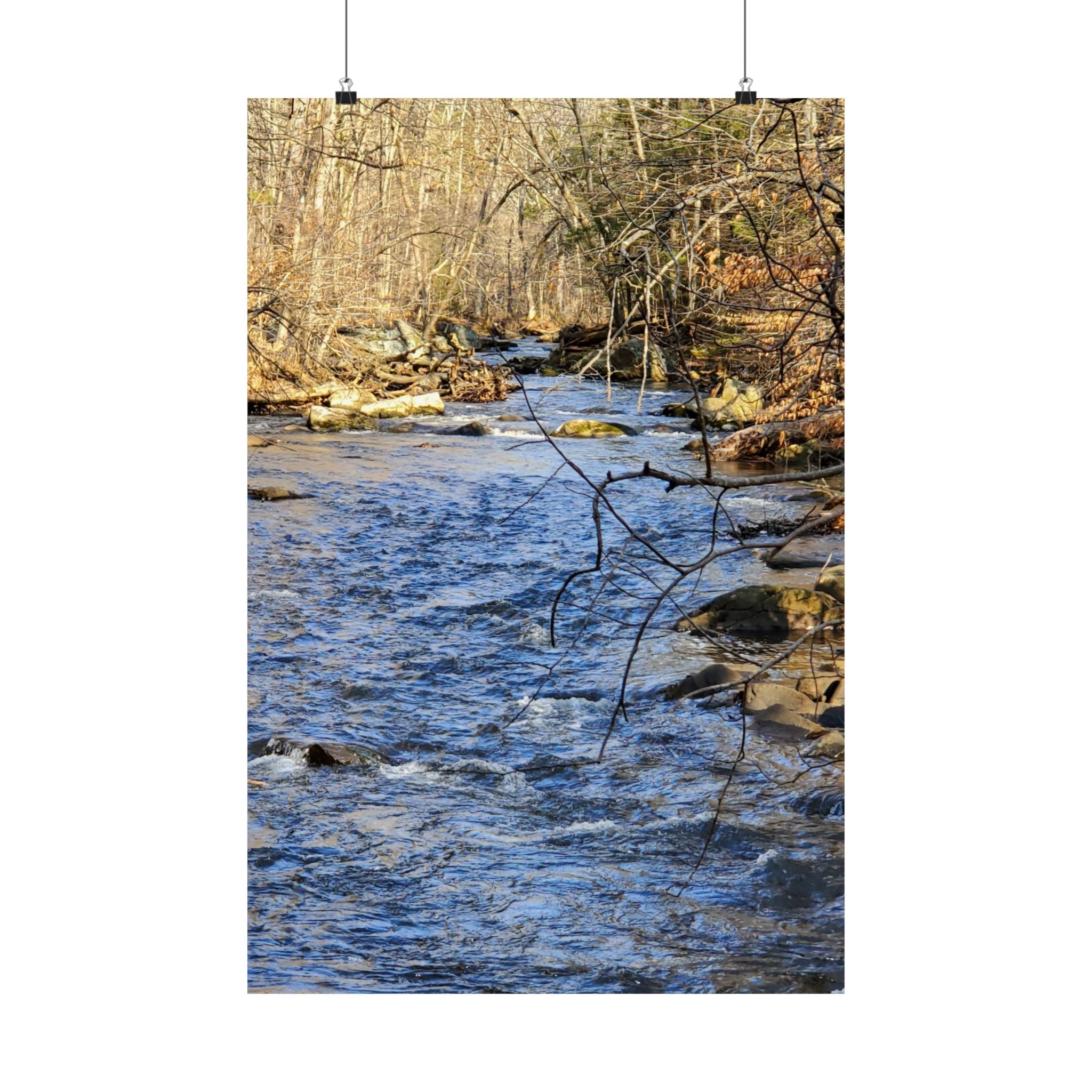 River Stream Nature Poster — Matte Vertical Wall Art for Home & Cabin Décor