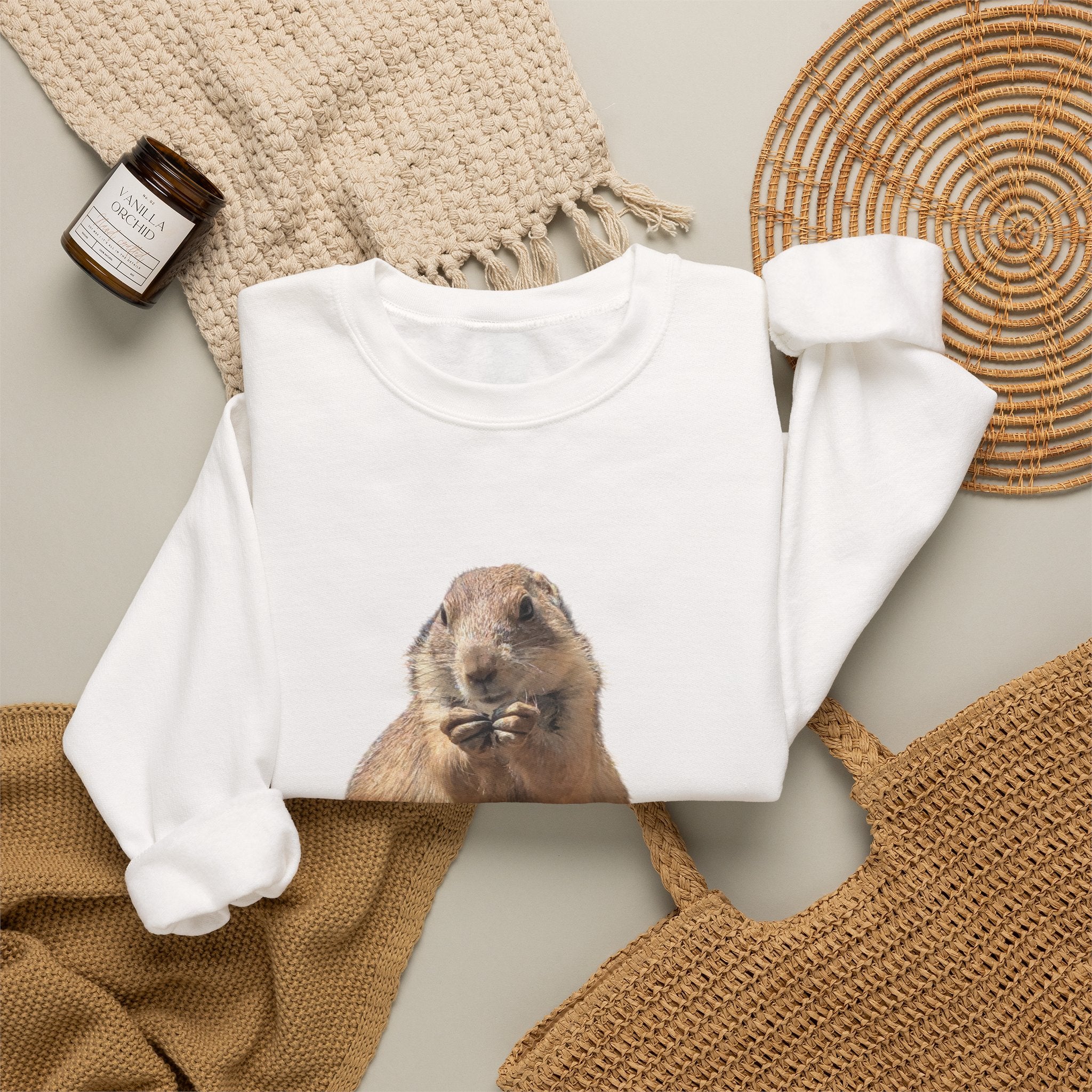 Prairie Dog Crewneck Sweatshirt — Cute Sitting Prairie Dog Graphic