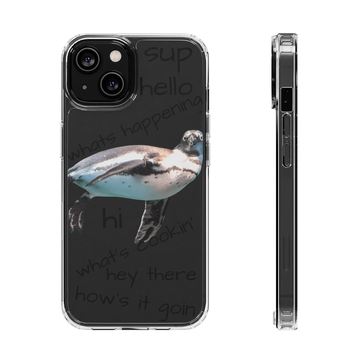 Clear Penguin iPhone Case — Cute Floating Penguin Wildlife Design, Impact-Resistant Clear Phone Cover, Bird Lover Gift