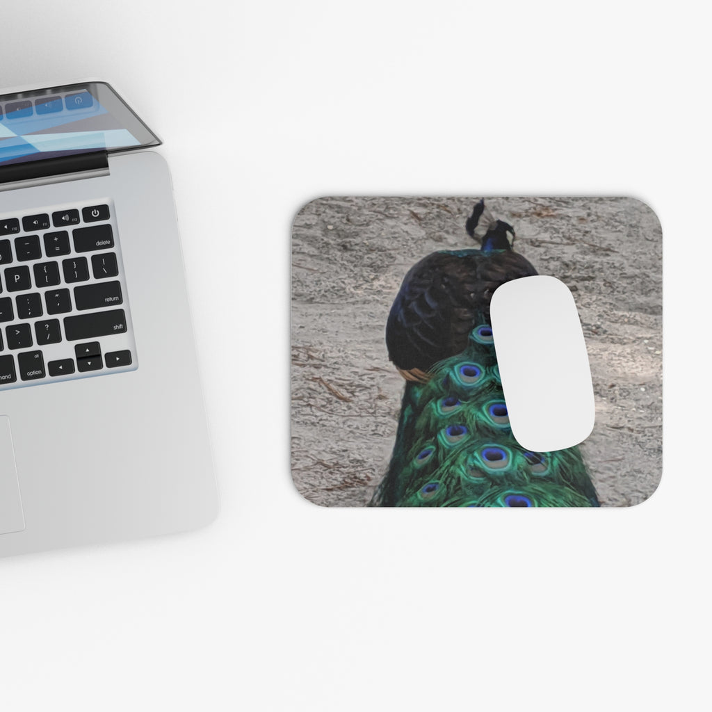 Peacock Tail Mouse Pad — Vibrant Bird Feather Desk Mat