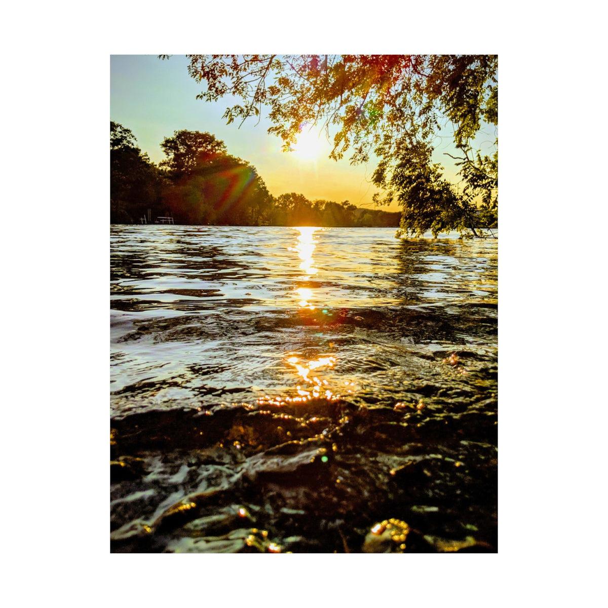 Golden Lake Sunset Matte Poster — Nature Photography Wall Art, Scenic Landscape Print, 46 Sizes