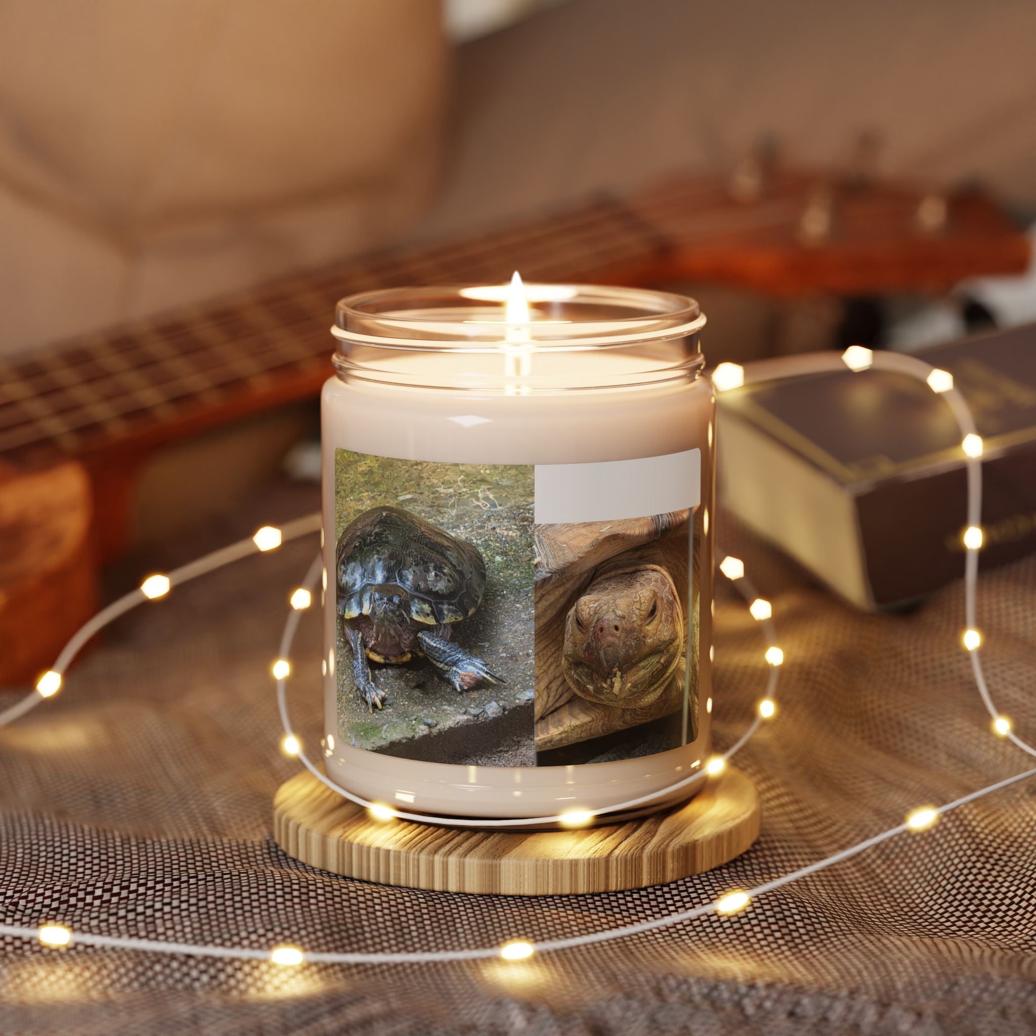 Turtle Photo Soy Candle — 9oz Scented Jar (Tortoise Image)