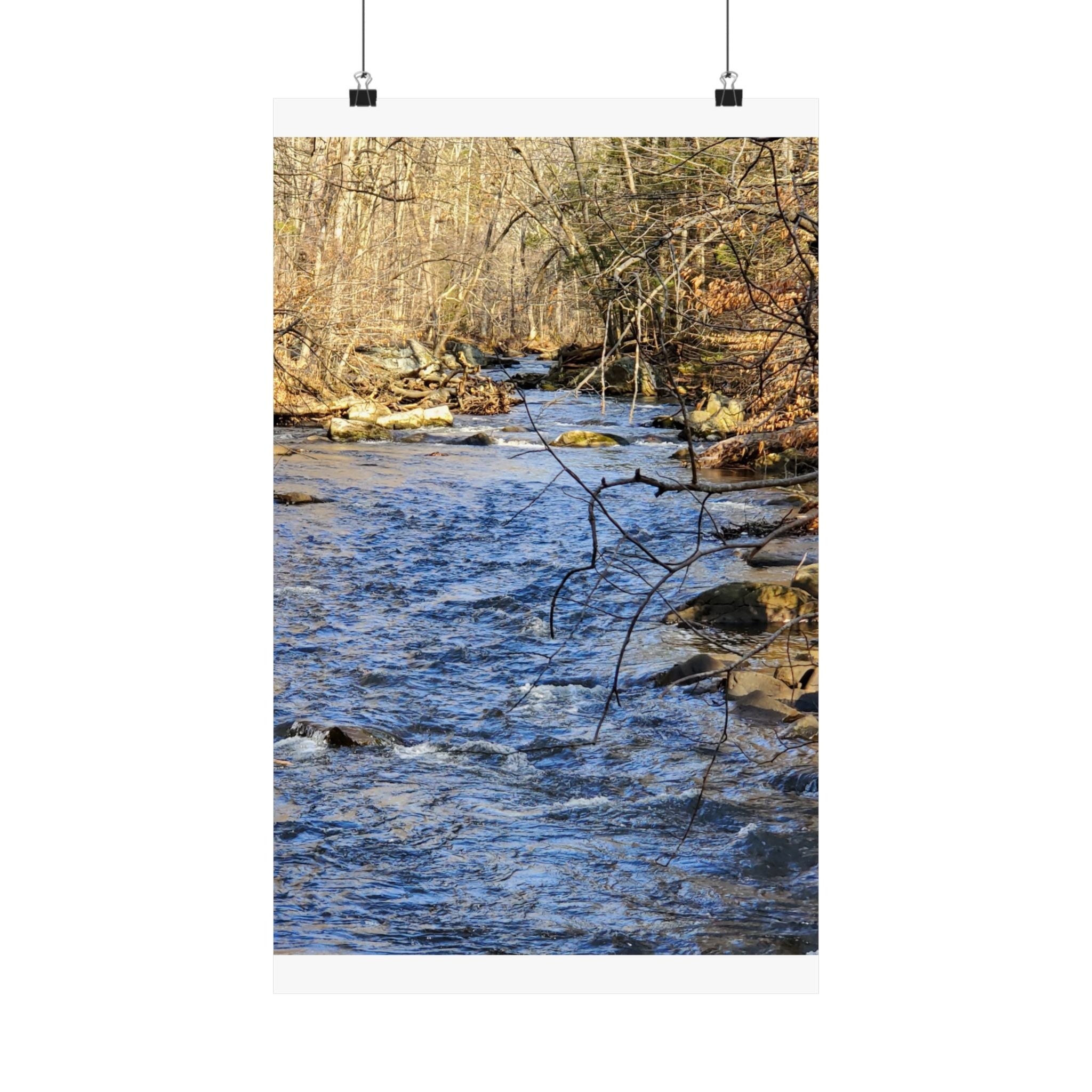 River Stream Nature Poster — Matte Vertical Wall Art for Home & Cabin Décor