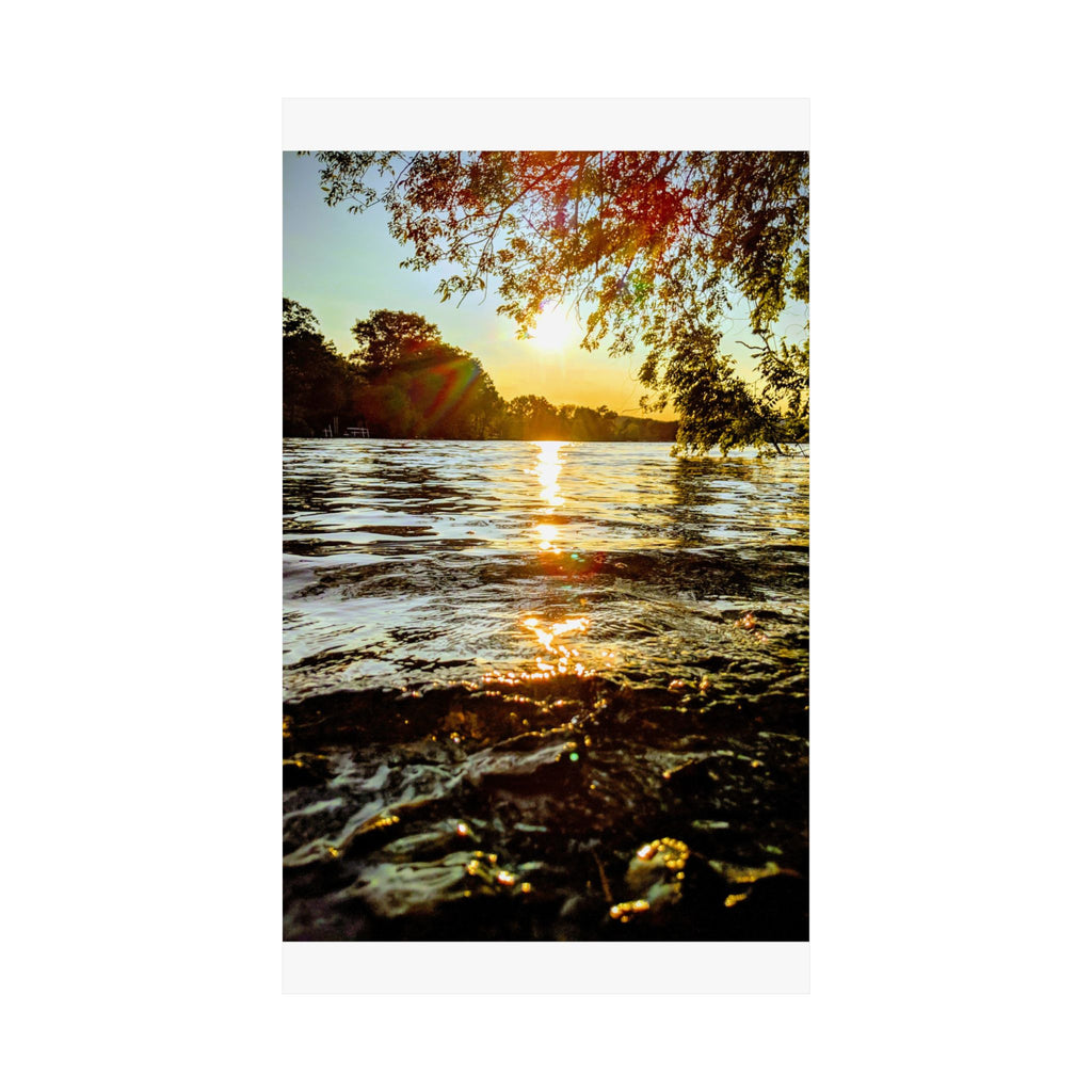 Golden Lake Sunset Matte Poster — Nature Photography Wall Art, Scenic Landscape Print, 46 Sizes